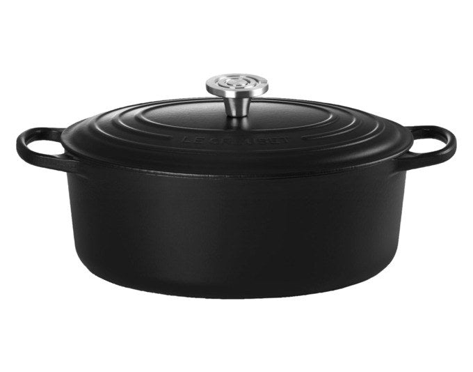 Ovaler Bräter Signature von LE Creuset in Schwarz aus emailliertem Gusseisen