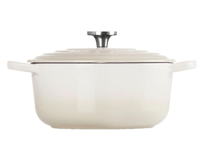 Roter runder Bräter Signature von LE Creuset aus emailliertem Gusseisen mit Deckel