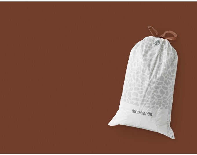 Kehrichtsack aus extra starkem Kunststoff mit Zugband, Belüftungslöchern und Farbcode, passend für Brabantia Abfalleimer 40–45 l Grösse L.