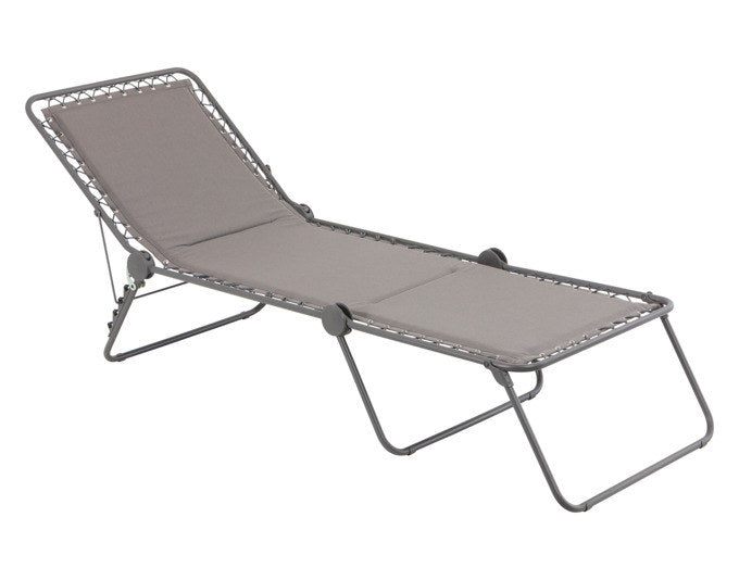 Liegestuhl Siesta Light Sunbed Padded in Terre und Grau mit Stahlrohrgestell in Titane