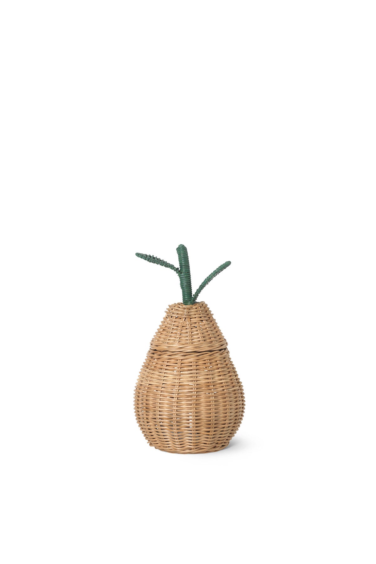 Handgeflochtener Aufbewahrungskorb in Birnenform aus Rattan, Farbe Natur, mit seitlichen Tragegriffen, Grösse extra gross von Ferm Living.