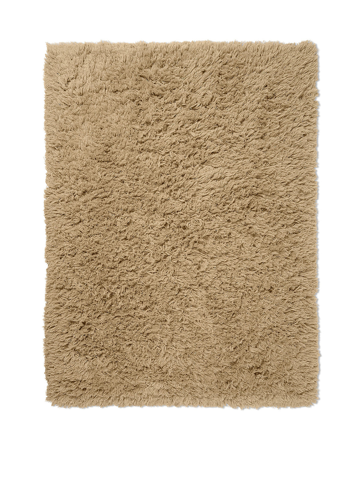 Meadow Hochflorteppich von Ferm Living in Sand, hoher Flor aus neuseeländischer Wolle, Rückseite aus Baumwolle, rechteckige Form.