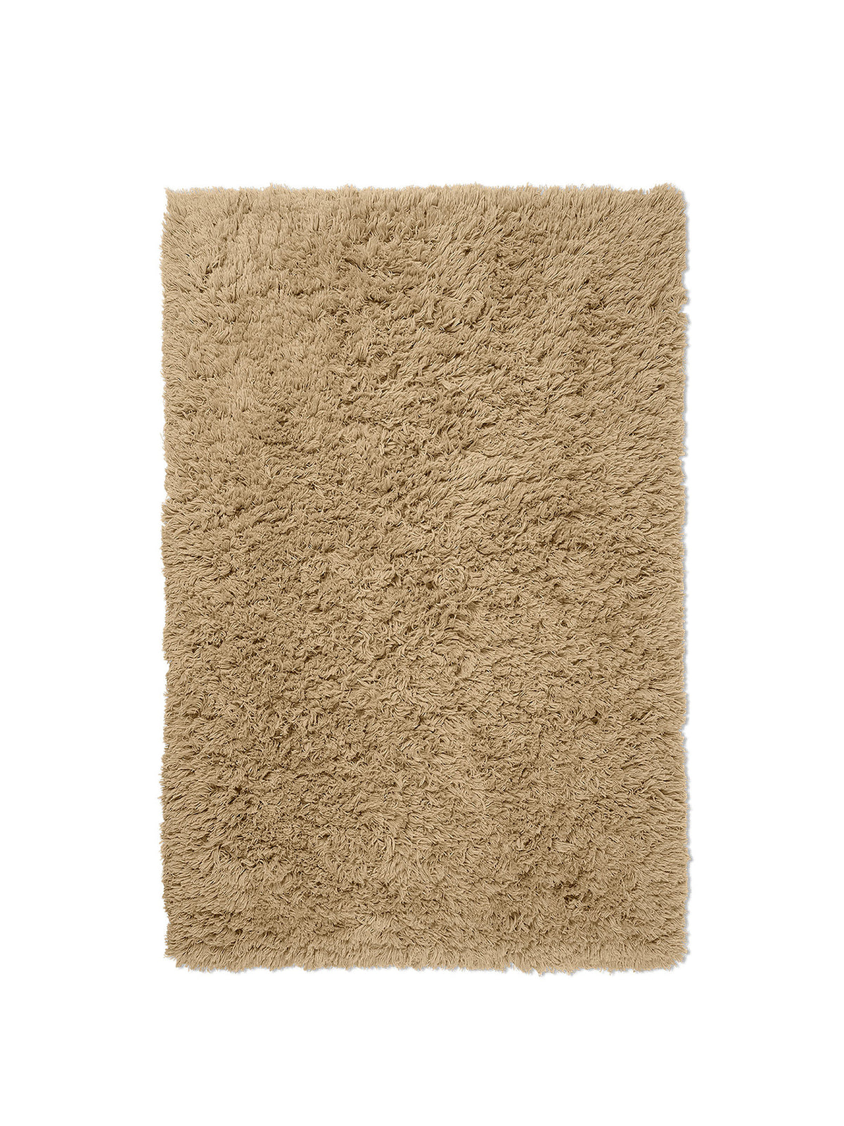 Meadow Hochflorteppich von Ferm Living in Sand, hoher Flor aus neuseeländischer Wolle, Rückseite aus Baumwolle, rechteckige Form.