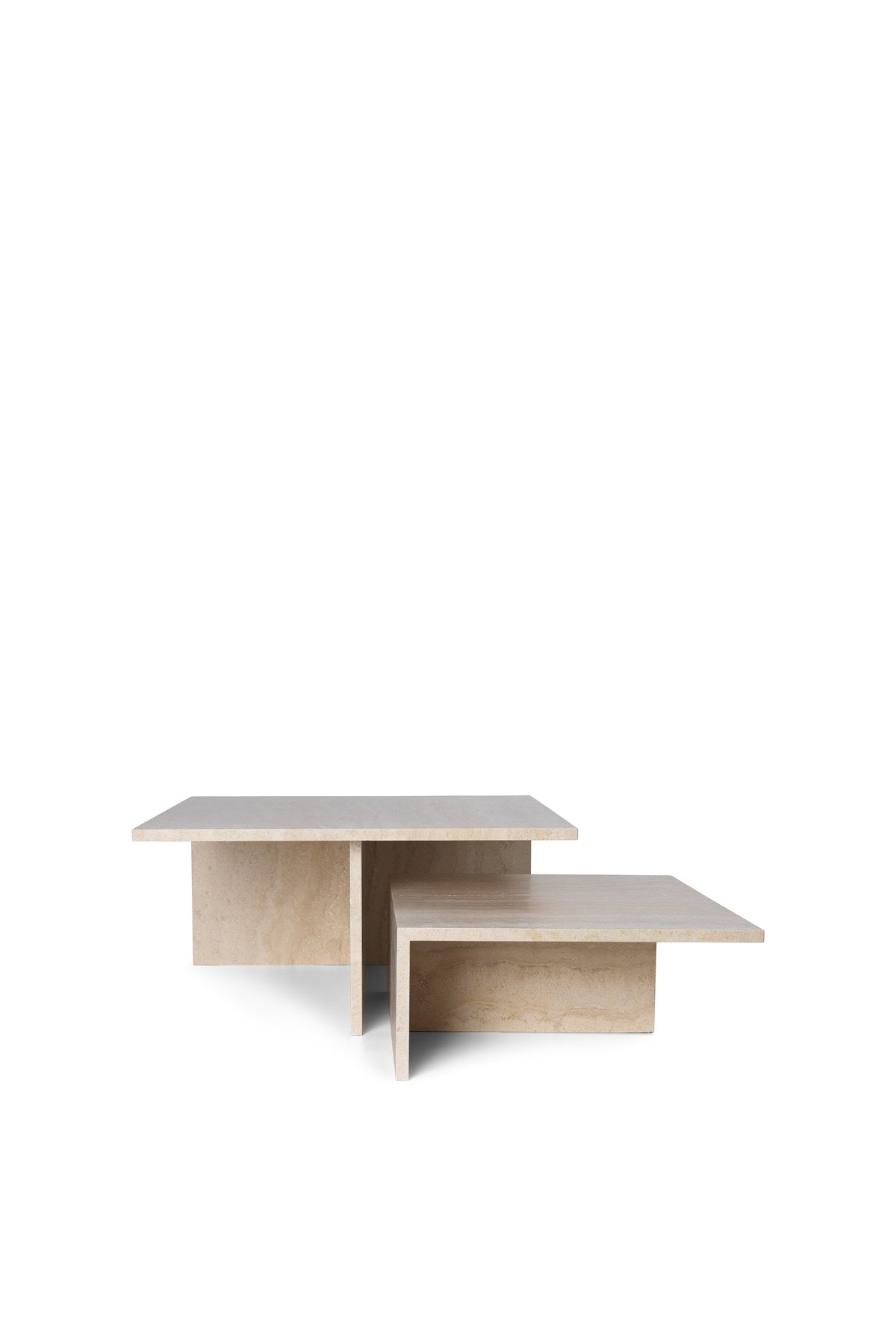 Distinct Grande Duo Tische in Travertin präsentiert im Onlineshop von KAQTU Design AG. Couchtisch ist von Ferm Living
