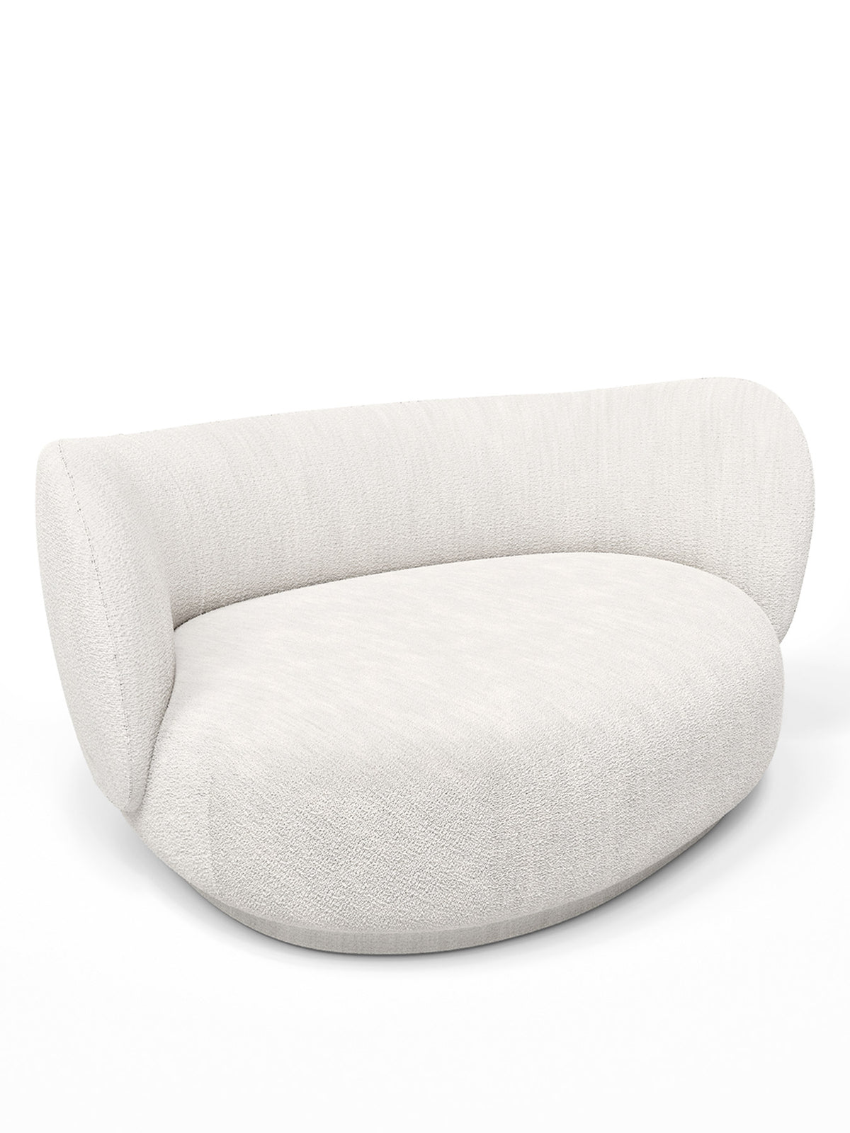 Ecksofa Rico Kurve Links von Ferm Living in Offwhite mit Bouclé-Stoff und runden Formen