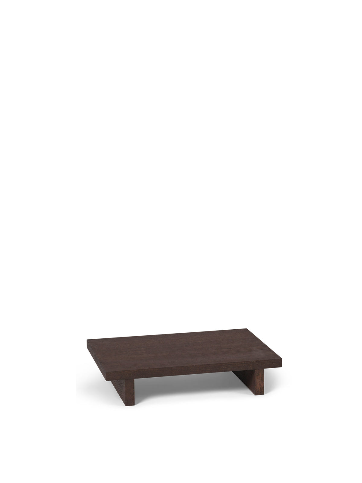Niedriger Couchtisch Kona Low Table aus Eichenfurnier in dunkler Beize, rechteckige Platte