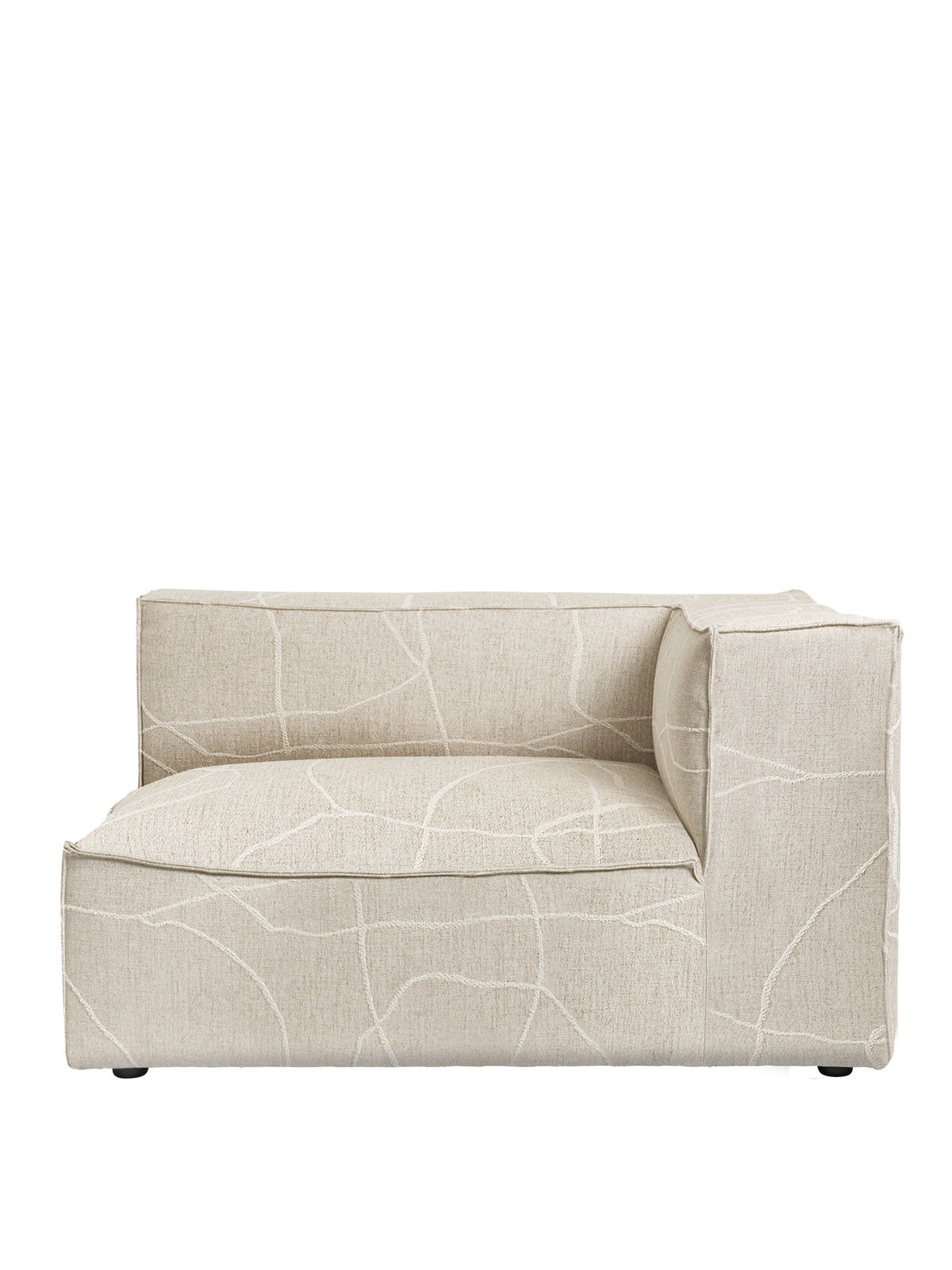 Sofa-Modul Catena von Ferm Living mit rechter Armlehne, runde Form, Absteppnähte, Stoffbezug