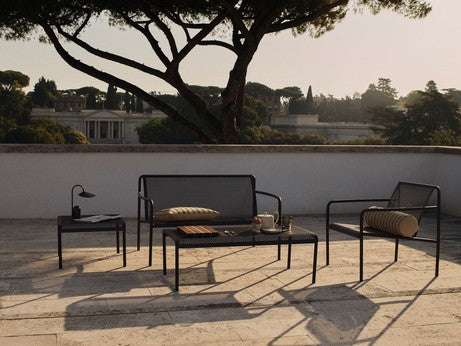 Elegantes rechteckiges Kissen aus hochwertigem Twill in edlem Cashmere/Schwarz von Ferm Living, perfekt für stilvolle Wohnräume.