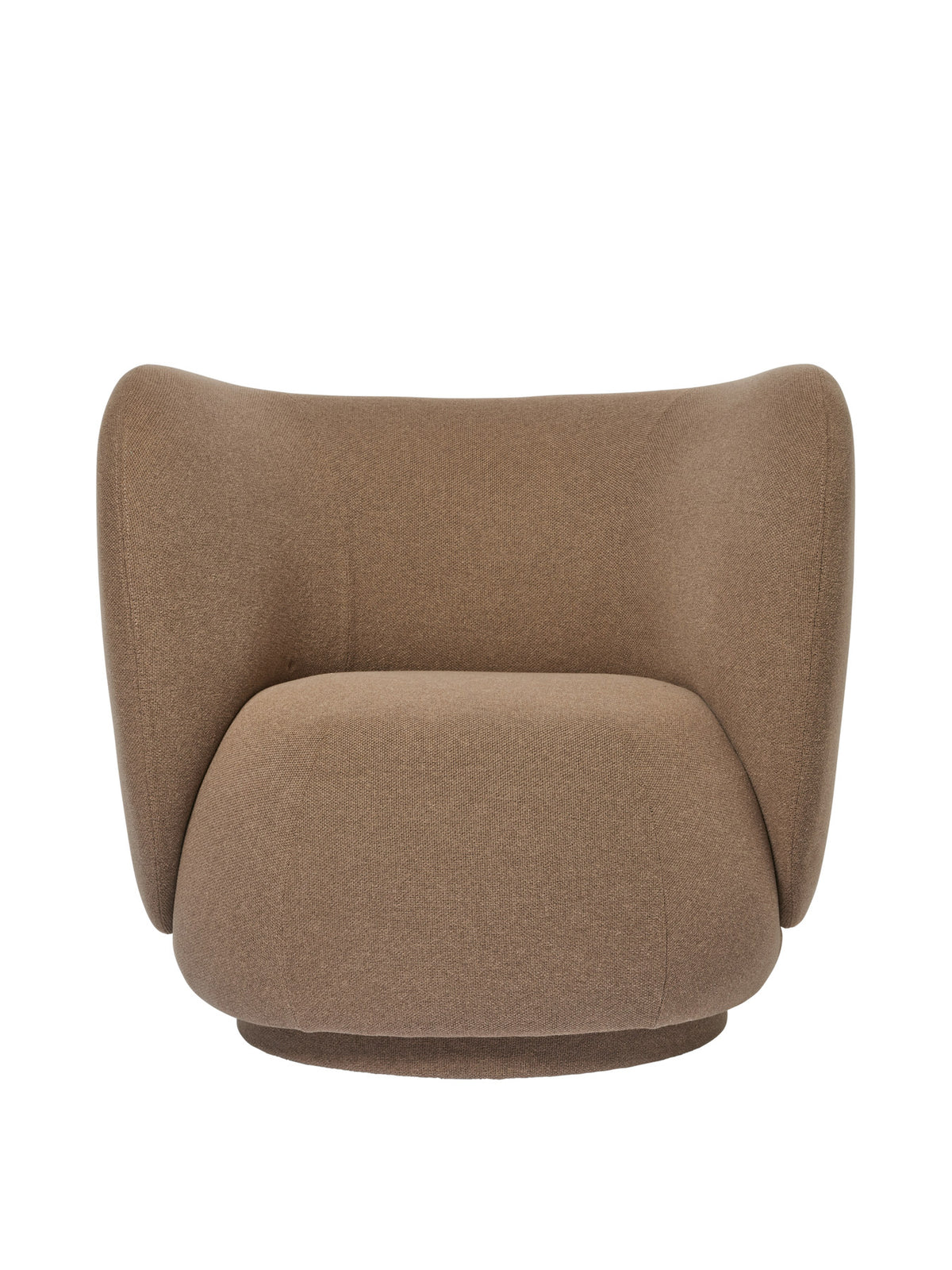 Rico Loungesessel drehbar von Ferm Living, runder Drehsessel mit Stoffbezug
