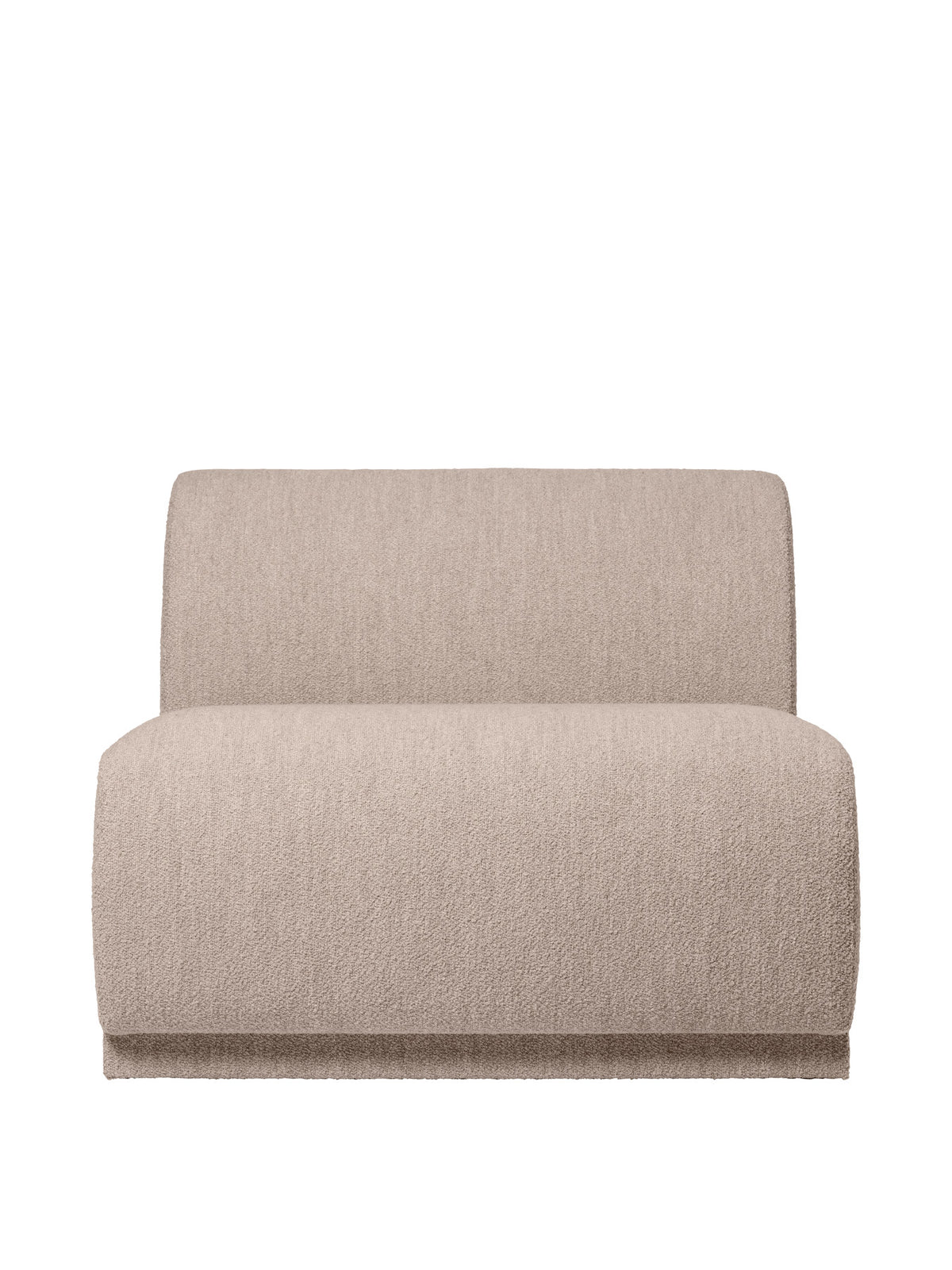 Modulares Sofa Rico Mittelelement mit gerundeter Form und hellem Stoffbezug