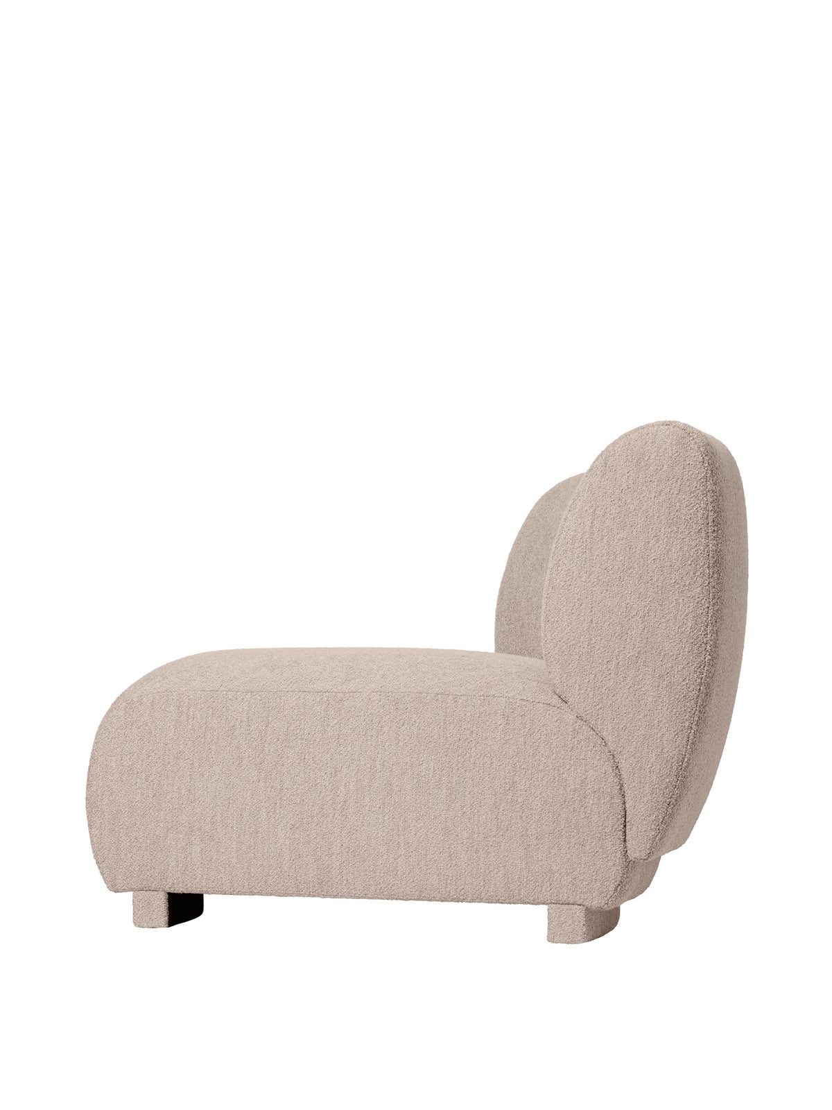 Modulares Sofa Rico Eckelement 45 mit gerundeter Form und gepolsterter Sitzfläche in hellem Stoff