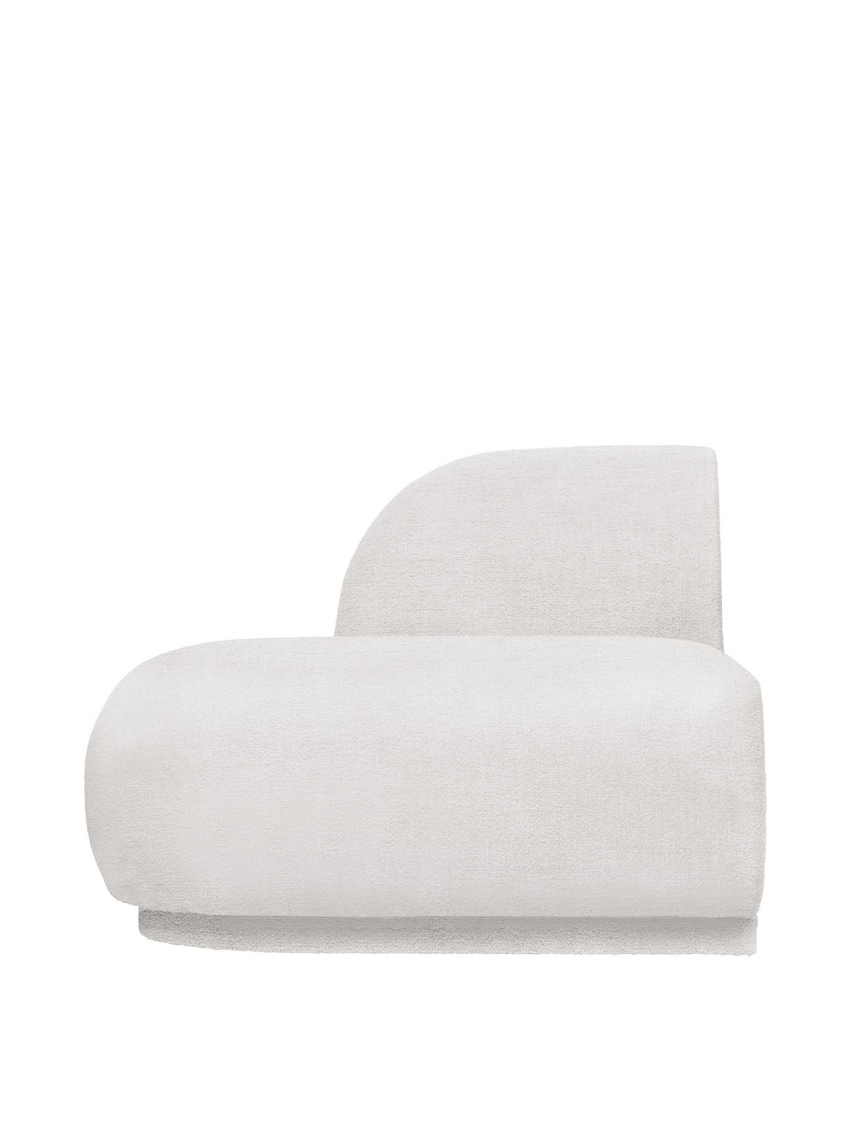 Modulares Sofa Rico Open-End Links in Offwhite mit Bouclé-Bezug und gerundeter Form
