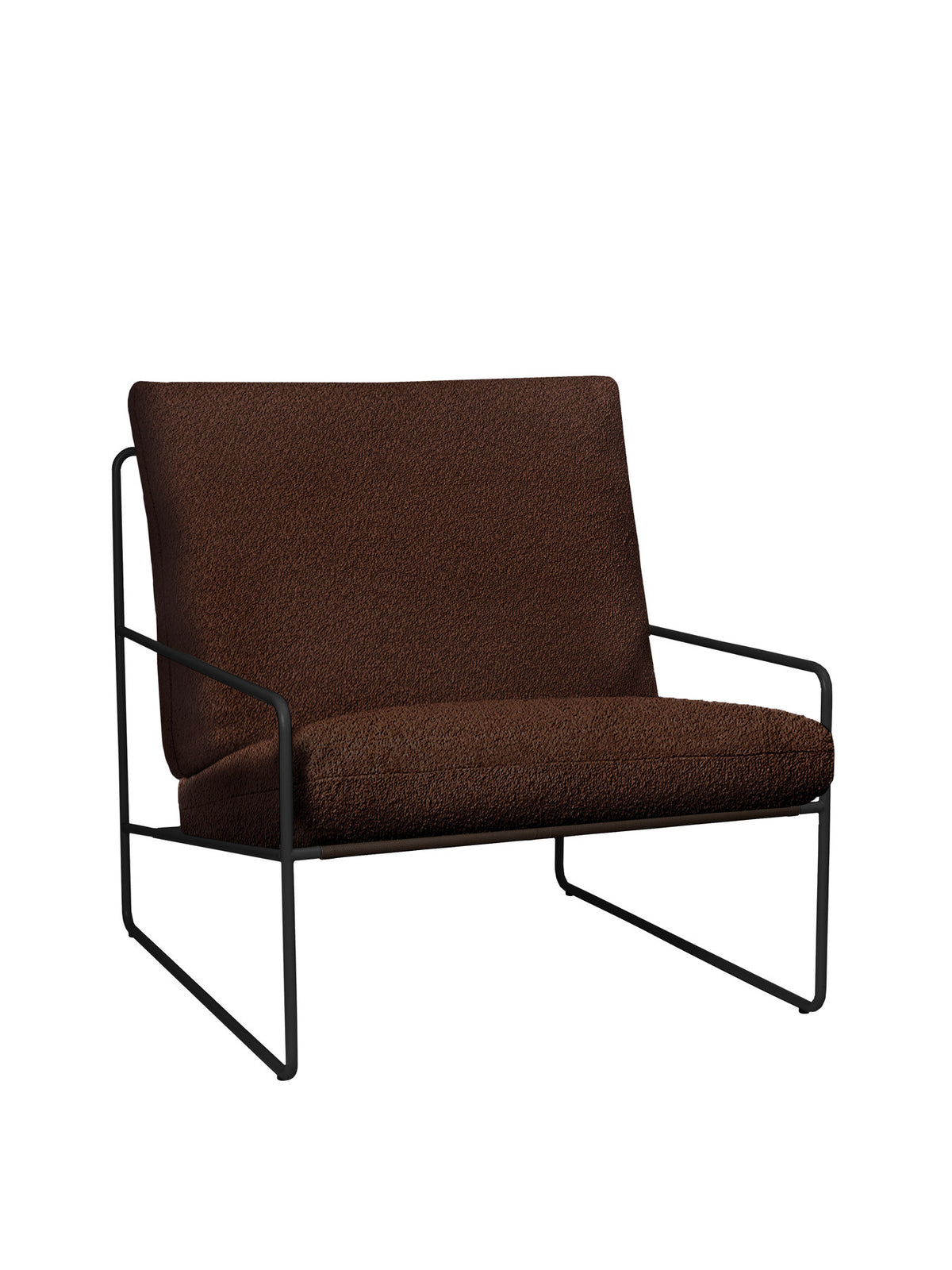 Desert 1-Sitzer Pure Bouclé von Ferm Living, Lounge Sofa mit Bouclé-Bezug und Stahlrahmen