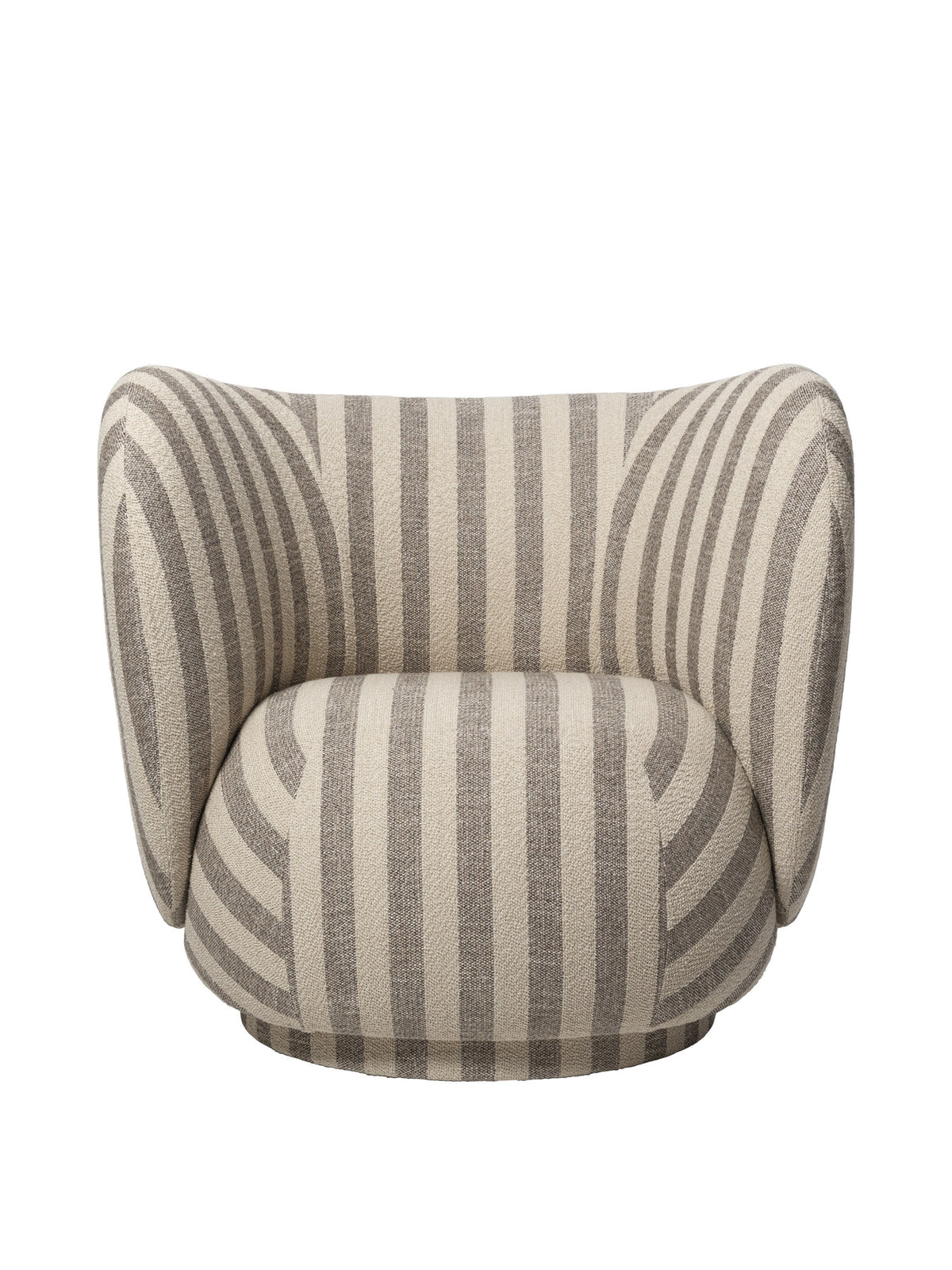 Rico Loungesessel drehbar von Ferm Living, runder Drehsessel mit Stoffbezug