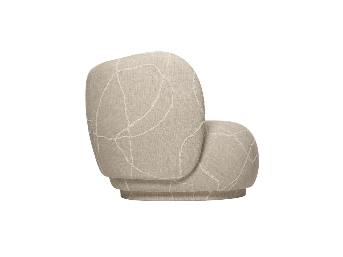 Rico Armlehne links, modulares Sofa mit runder Silhouette und Stoffbezug in hellem Ton