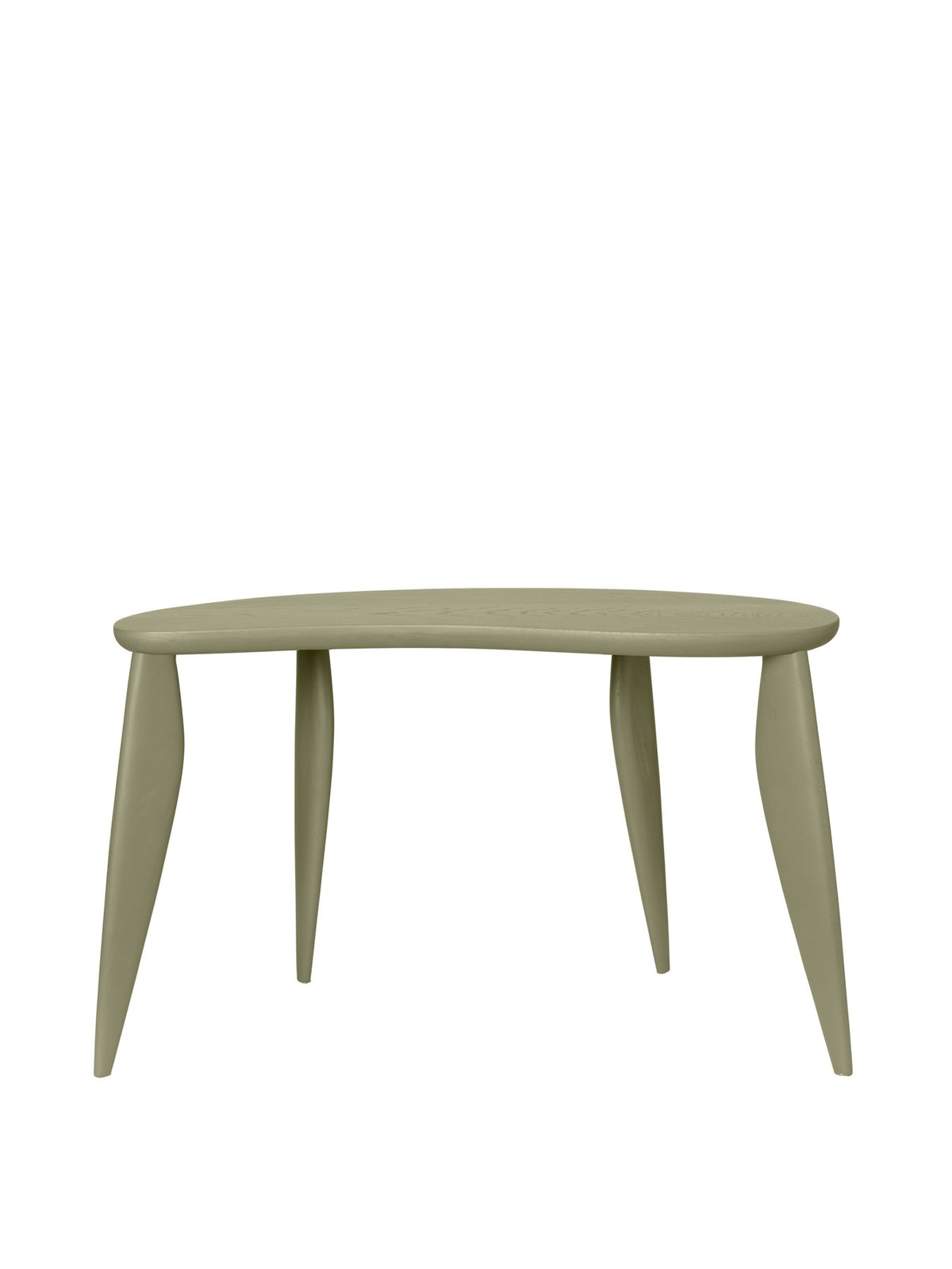 Feve Kinderschreibtisch von Ferm Living aus massiver Esche in Rose, mit asymmetrischer Tischplatte und schlanken elliptischen Beinen.
