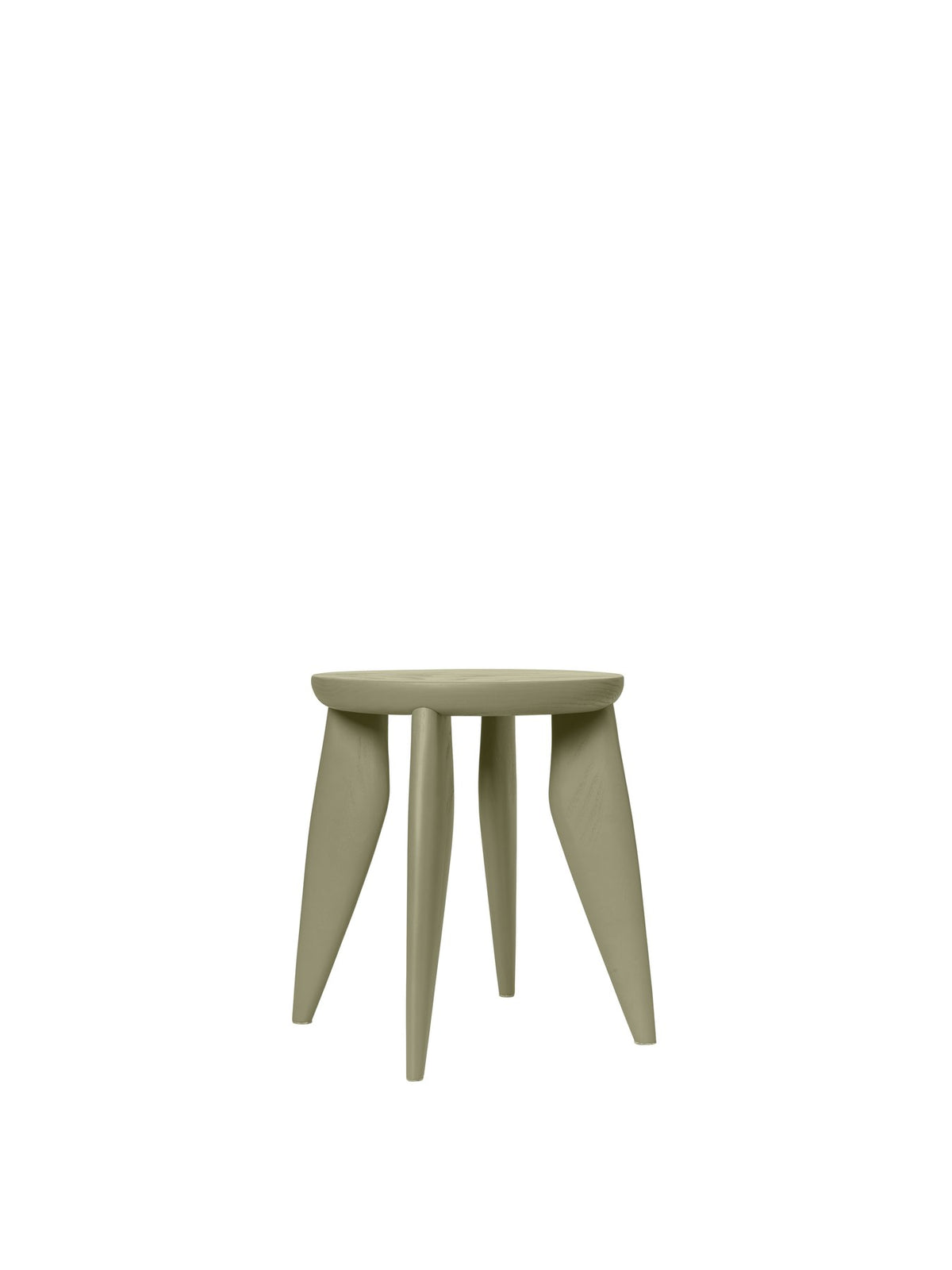 Kinderhocker Feve von Ferm Living aus massiver, FSC-zertifizierter Esche in Rose, mit schlanken Beinen und runder Sitzfläche, kompakte Bauform.