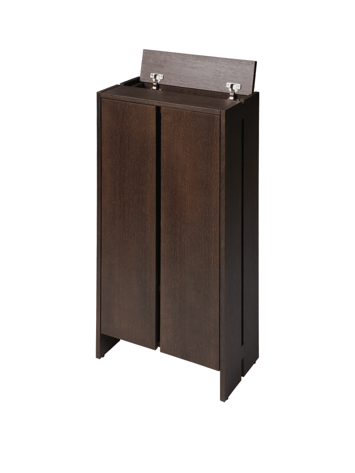 Moderner Parcel Hallway Cabinet H110 aus edlem, dunkel gebeiztem Eichenholz, perfekt für einen aufgeräumten und stilvollen Eingangsbereich.