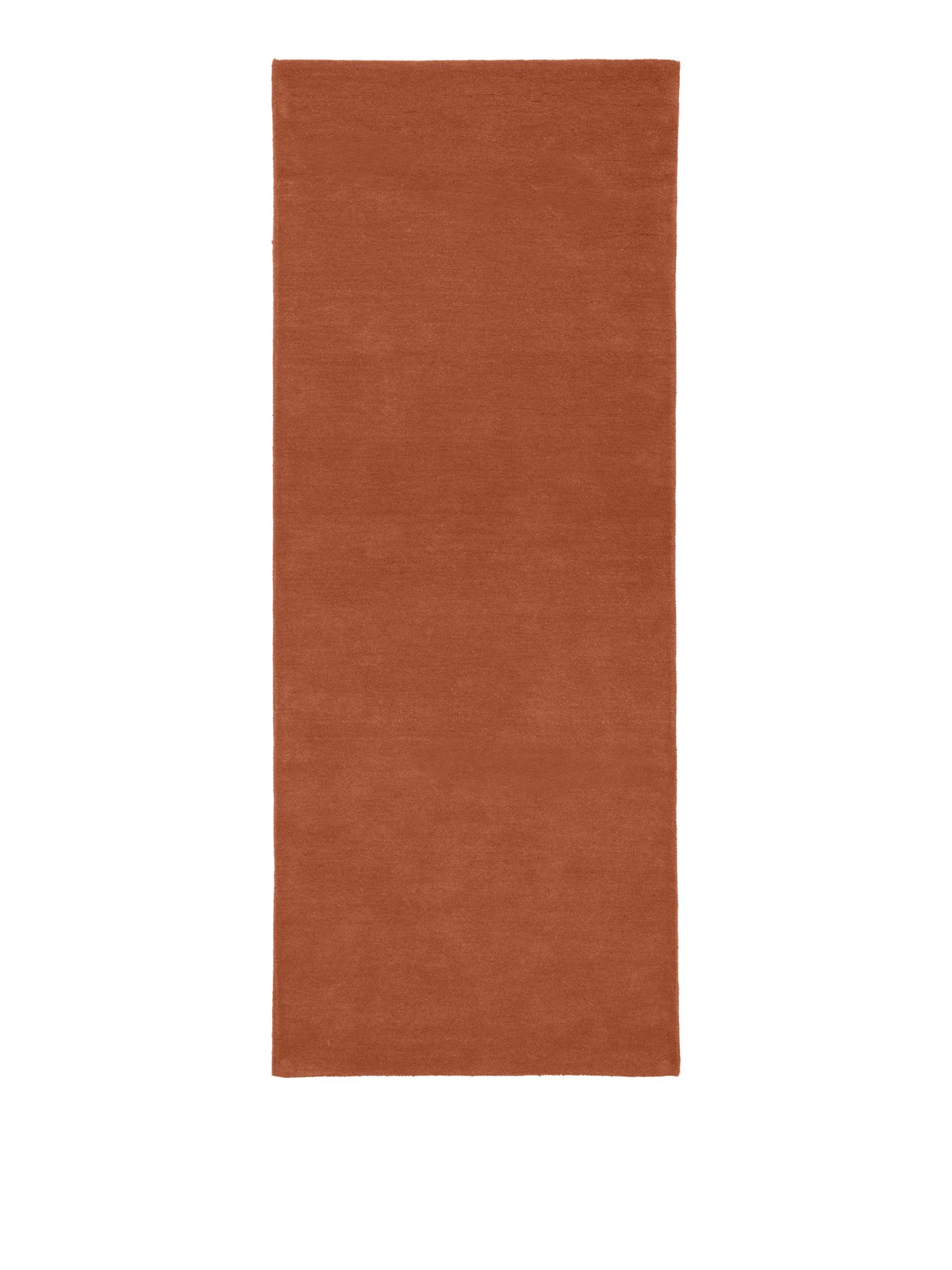 Getufteter Läufer von Ferm Living in Rotbraun, Vorderseite aus neuseeländischer Wolle, Rückseite aus Baumwolle, Format 80 x 200 cm.