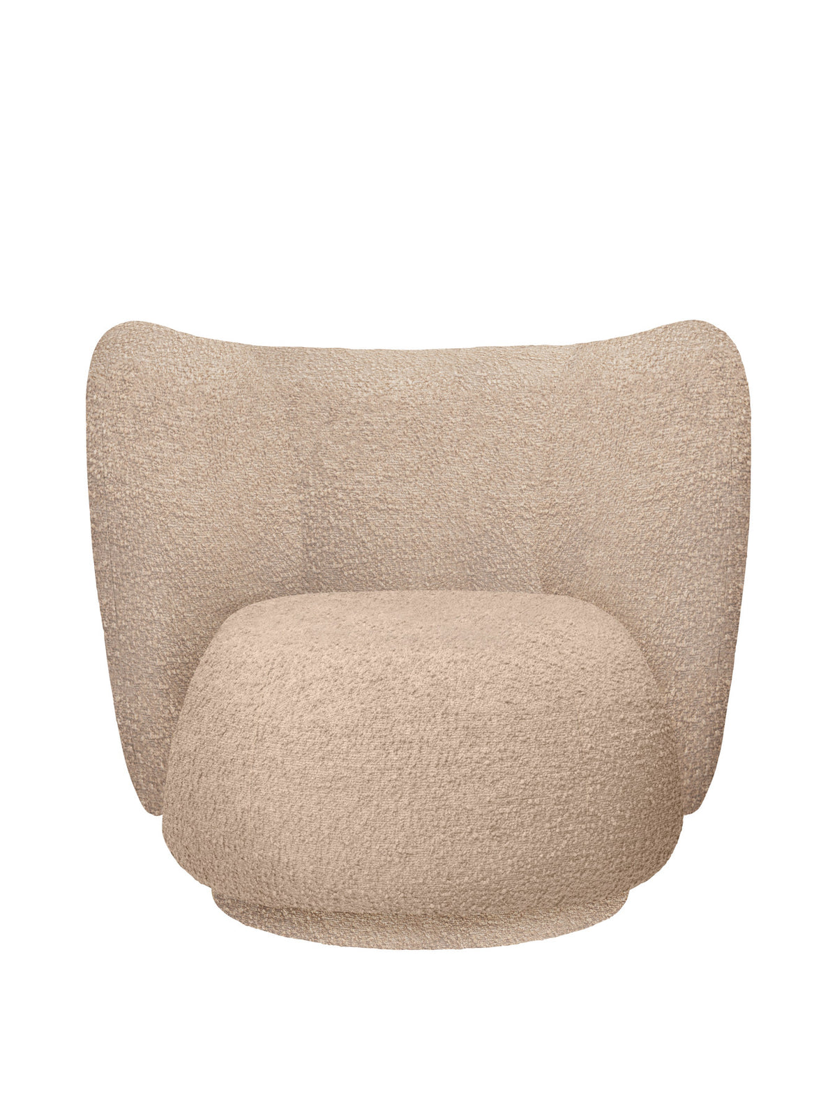 Rico Loungesessel drehbar von Ferm Living, runder Drehsessel mit Stoffbezug