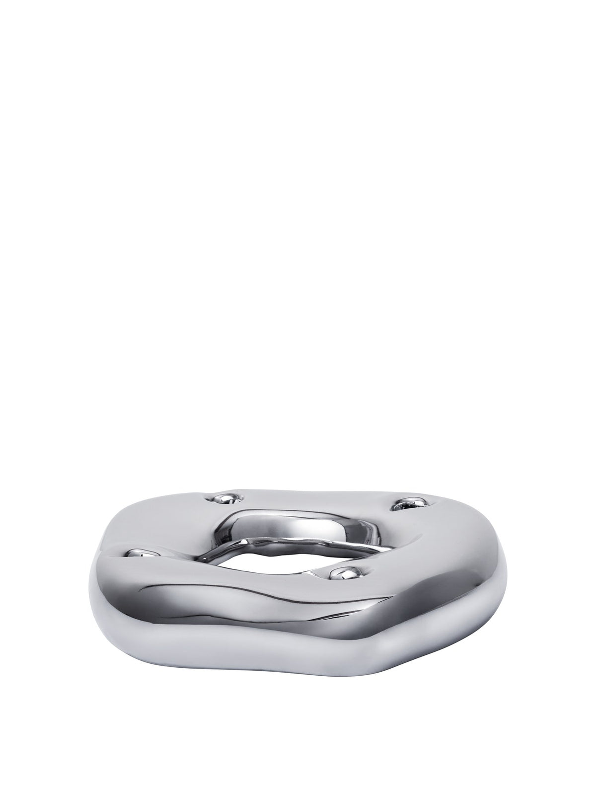 Ring-Kerzenhalter Bellure von Ferm Living aus galvanisiertem Porzellan in Messing-Finish, organische Ringform für vier Kerzen.