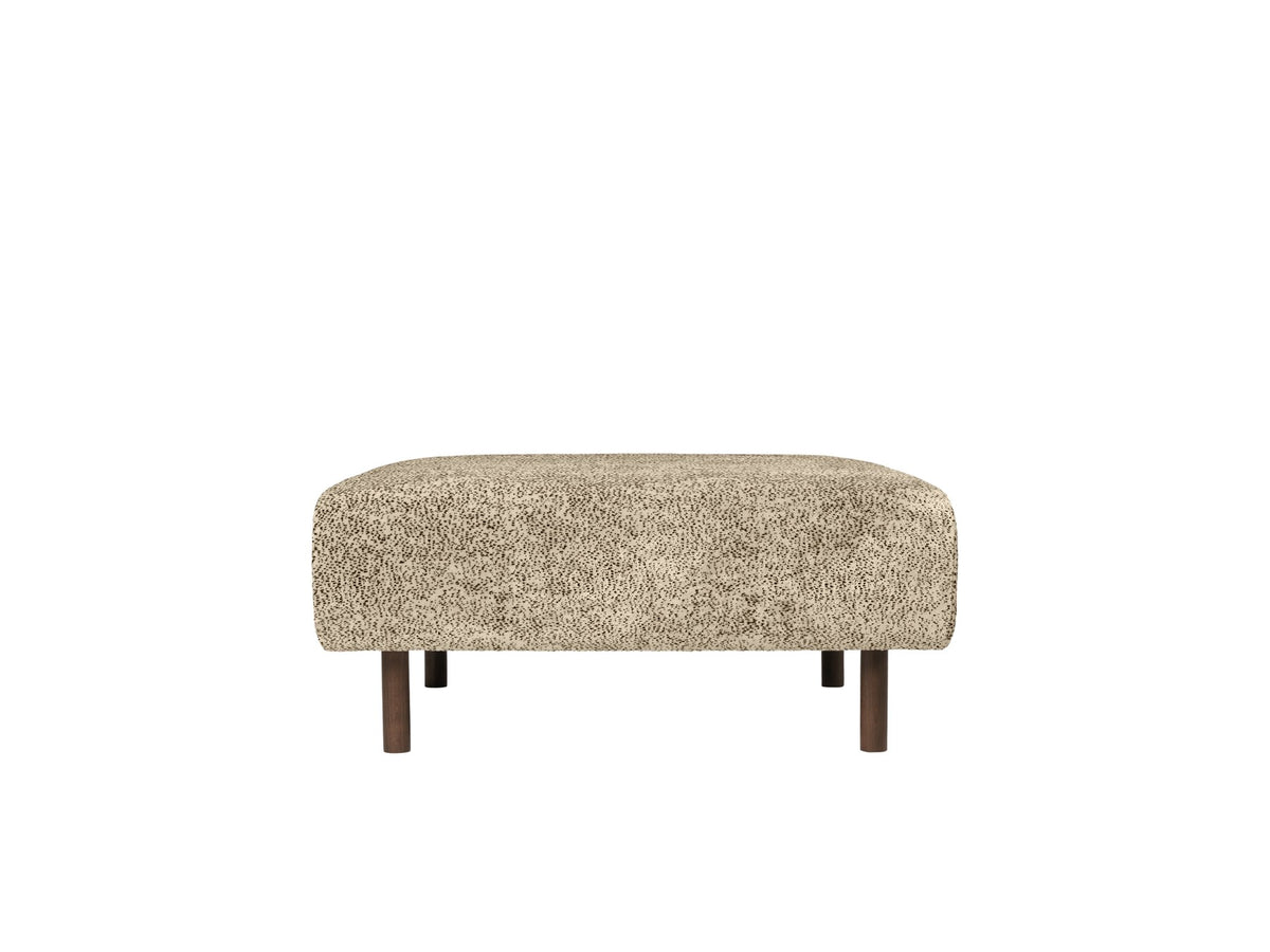 Ottomane Dase von Ferm Living in Butter/Black mit Samtbezug Poppy Velvet, gepolsterter Rückenlehne und wählbaren Holz- oder Polsterbeinen, modulares Design.