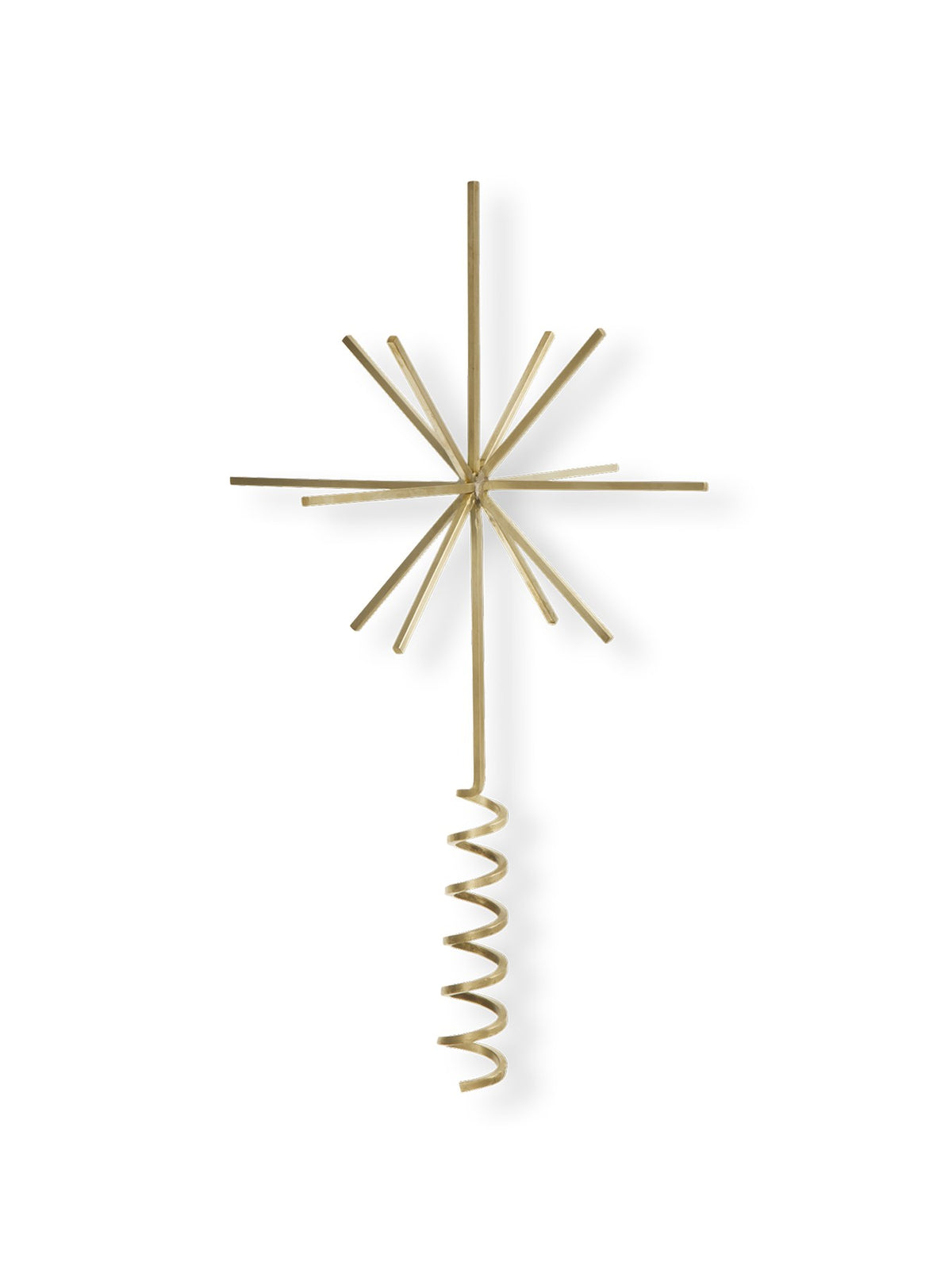 Sternförmige Weihnachtsbaumspitze aus versilbertem Massivmessing, glänzend, geometrische Form, als Christbaumschmuck von Ferm Living.
