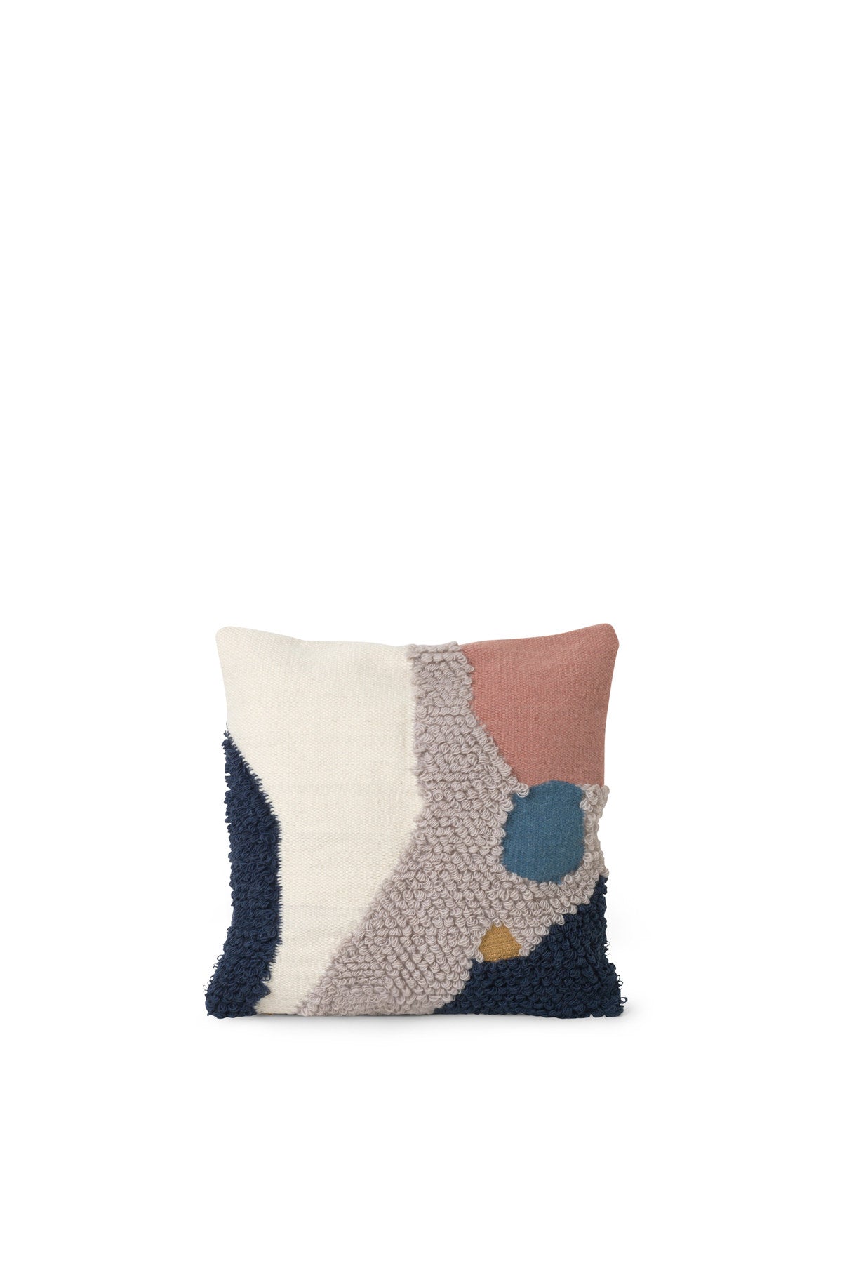 Loop Kissen von Ferm Living in Mehrfarbig, 50x50cm, handgewebt aus Neuseelandwolle und Lurex mit Baumwoll-Canvas-Rückseite und Messingreissverschluss