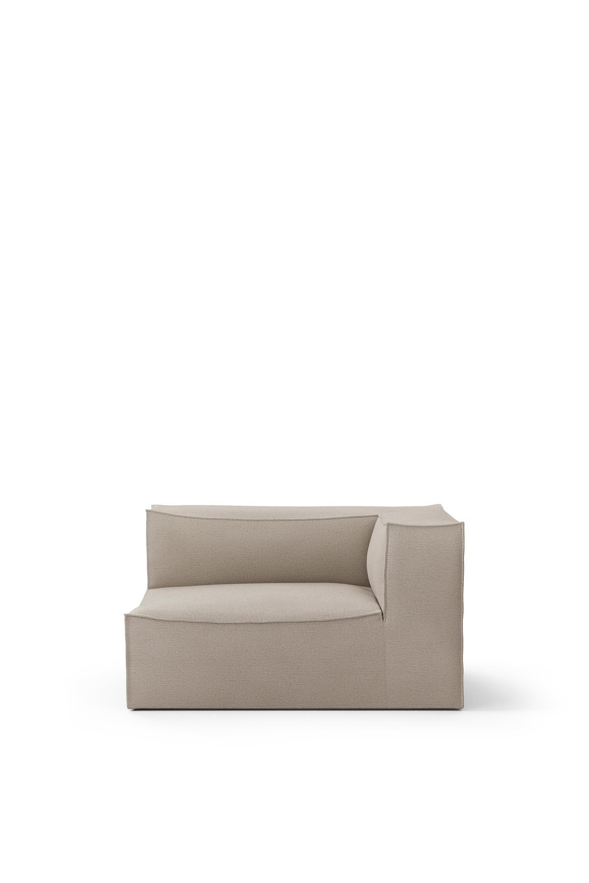 Sofa-Modul Catena von Ferm Living mit rechter Armlehne, runde Form, Absteppnähte, Stoffbezug
