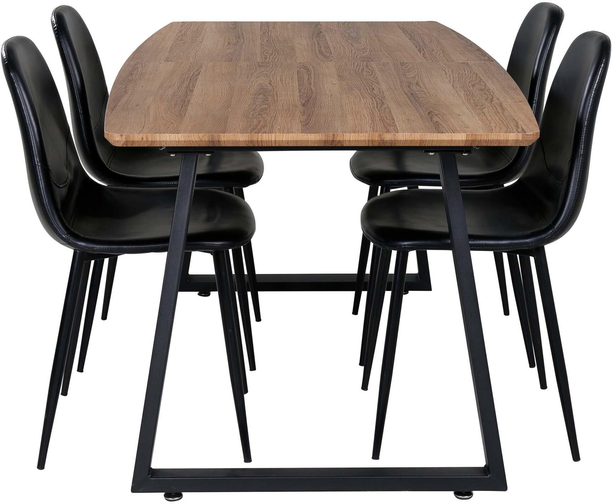 Das Inca Esszimmerset (Polar) von Venture Home bietet einen 160cm Tisch und 4 elegante Stühle für zeitgemässes Wohnen.