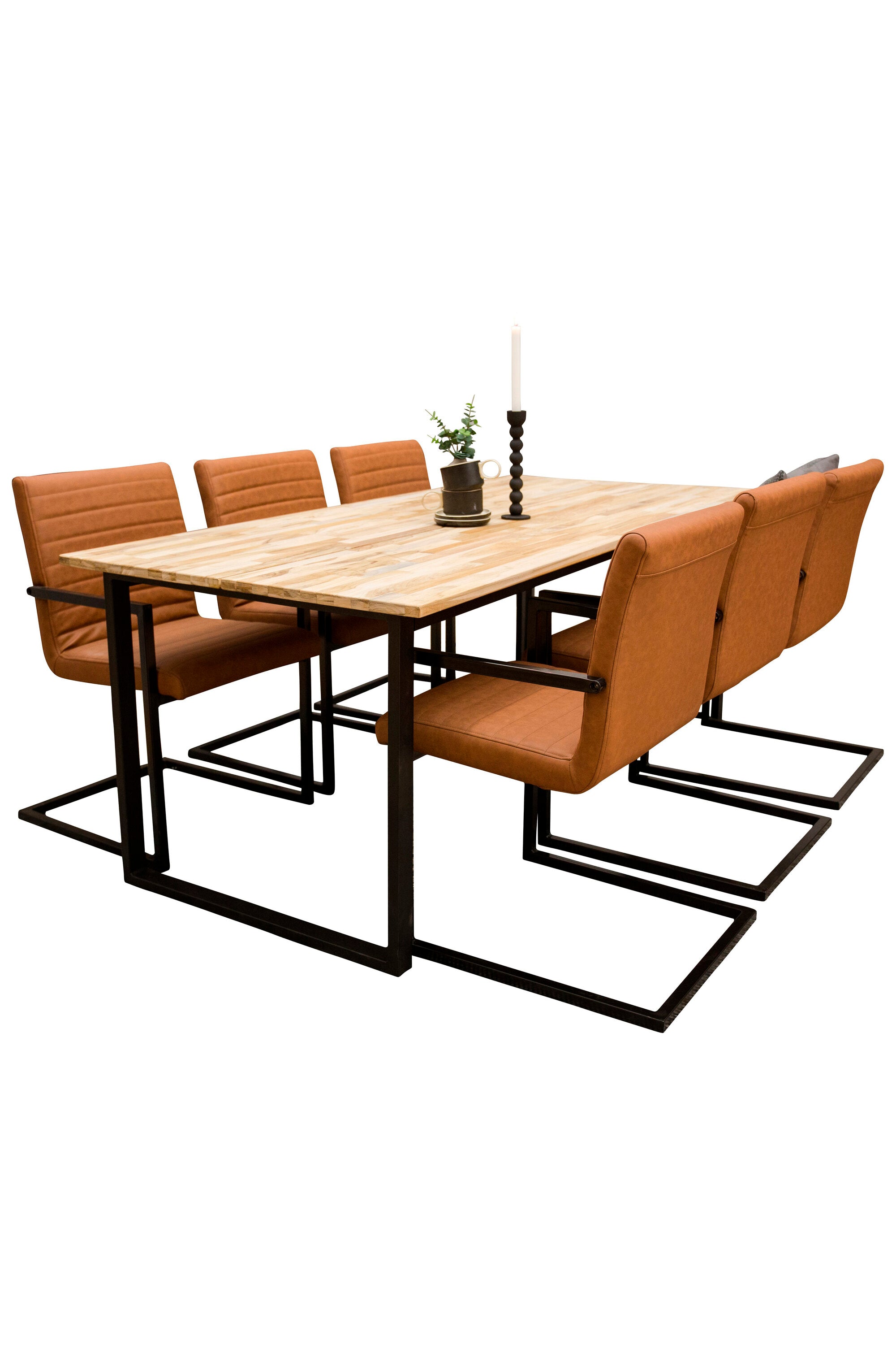 Cirebon Esszimmerset + Art 200cm/6St. in Schwarz Braun präsentiert im Onlineshop von KAQTU Design AG. Esszimmerset ist von Venture Home