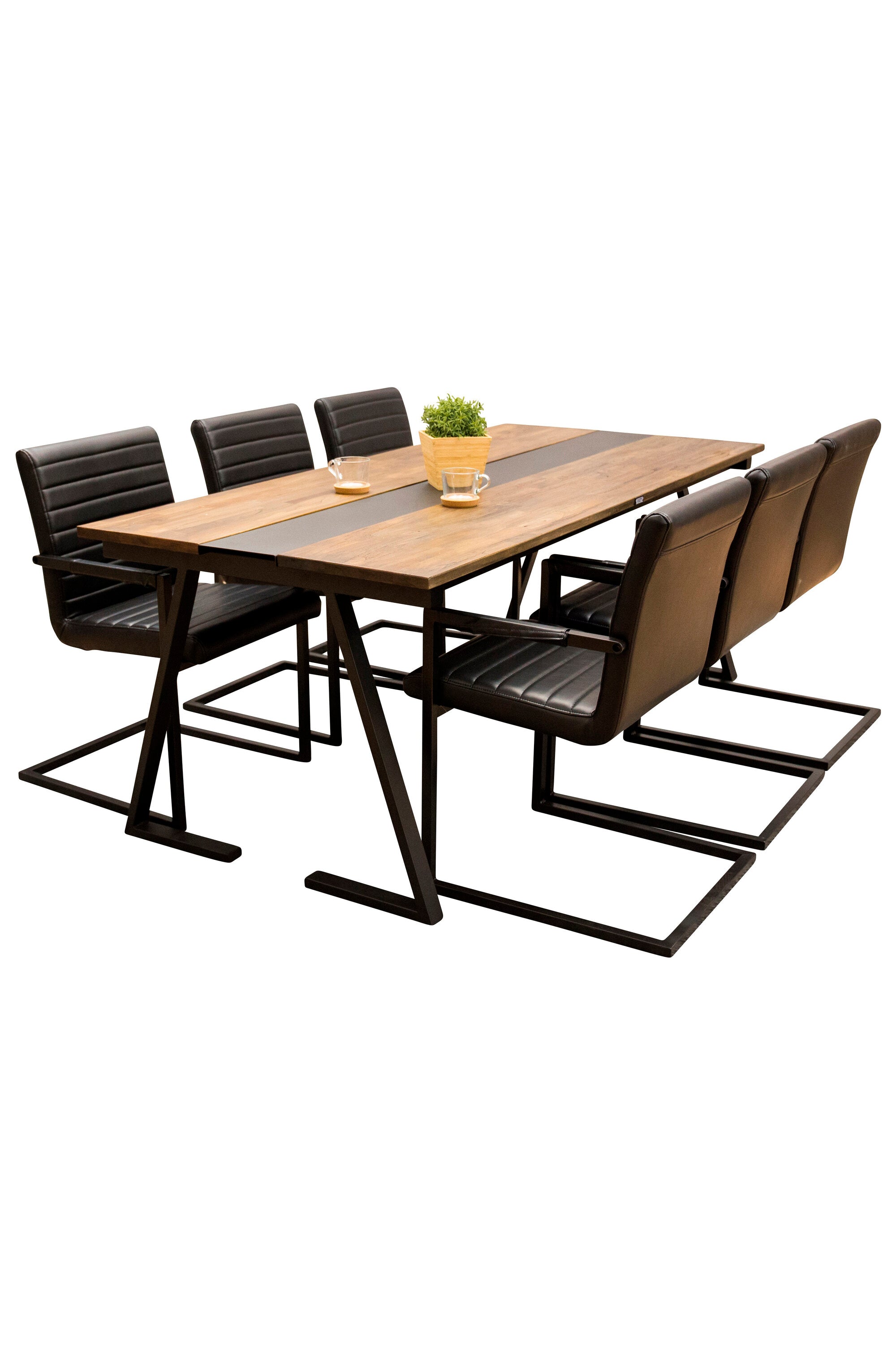 Jakarta Esszimmerset + Art 200cm/6St. in Schwarz präsentiert im Onlineshop von KAQTU Design AG. Esszimmerset ist von Venture Home