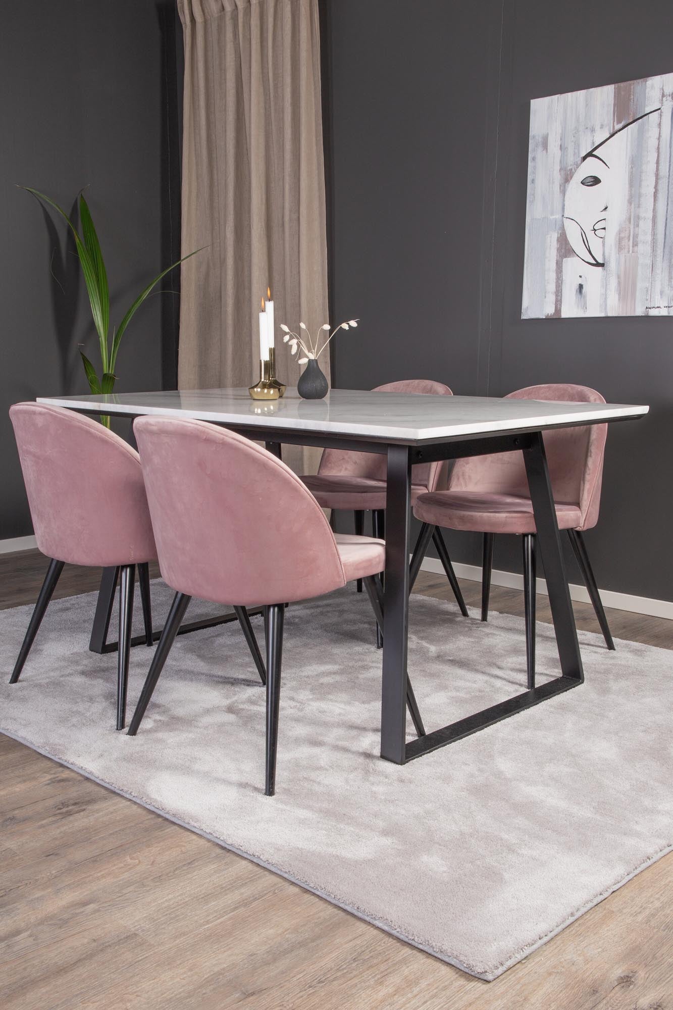 Elegantes Esszimmerset Estelle: 140cm Tisch & 4 Samtstühle von Venture.