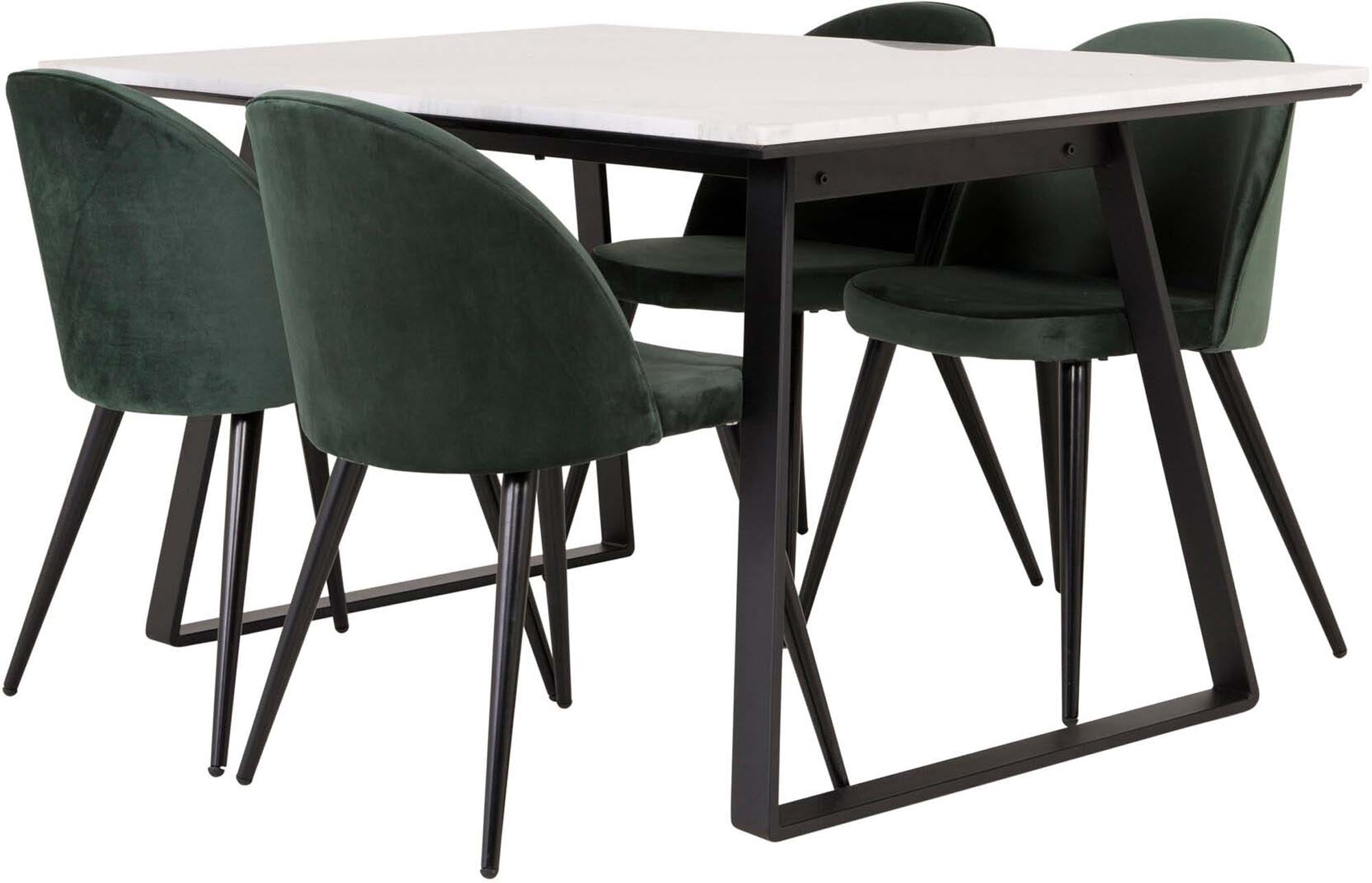 Estelle Esszimmerset von Venture Home: 140 cm Tisch und elegante Velvet-Stühle für einladende Atmosphäre und höchsten Komfort.