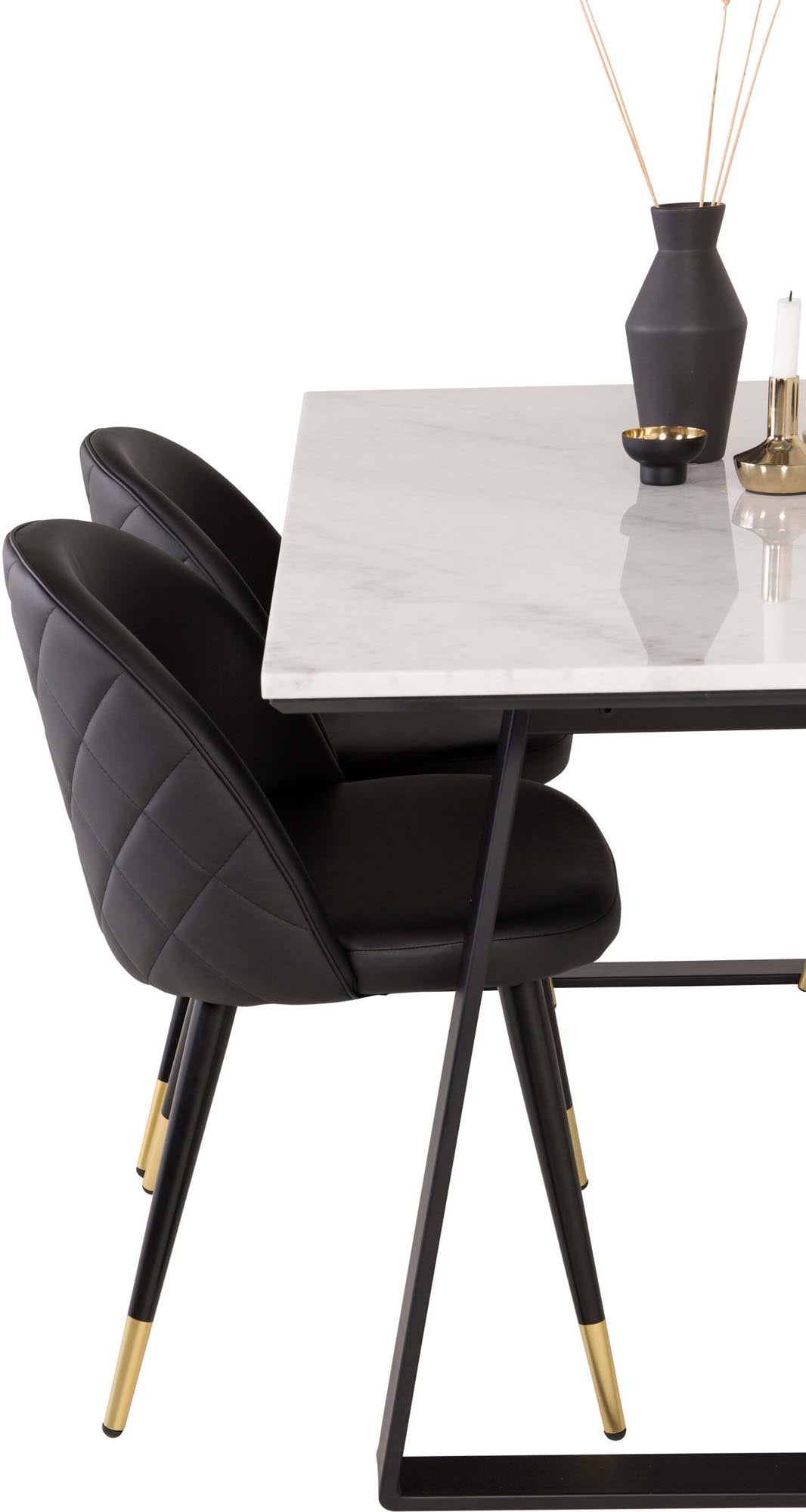 Estelle Esszimmerset: 140cm Tisch & 4 luxuriöse Samtstühle von Venture.