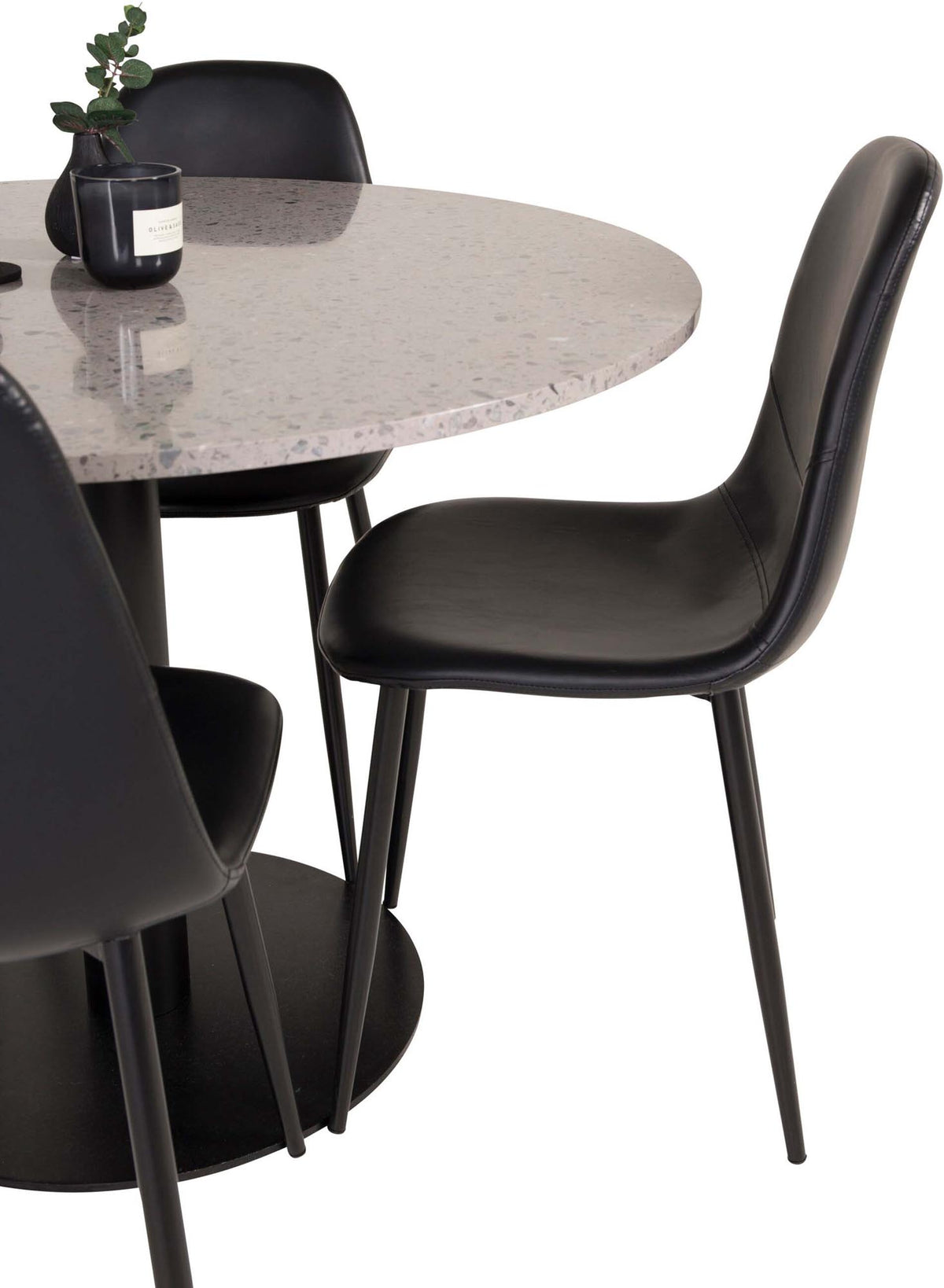 Razzia Esszimmerset + Polar ⌀106cm/4St. in Grau / Schwarz präsentiert im Onlineshop von KAQTU Design AG. Esszimmerset ist von Venture Home