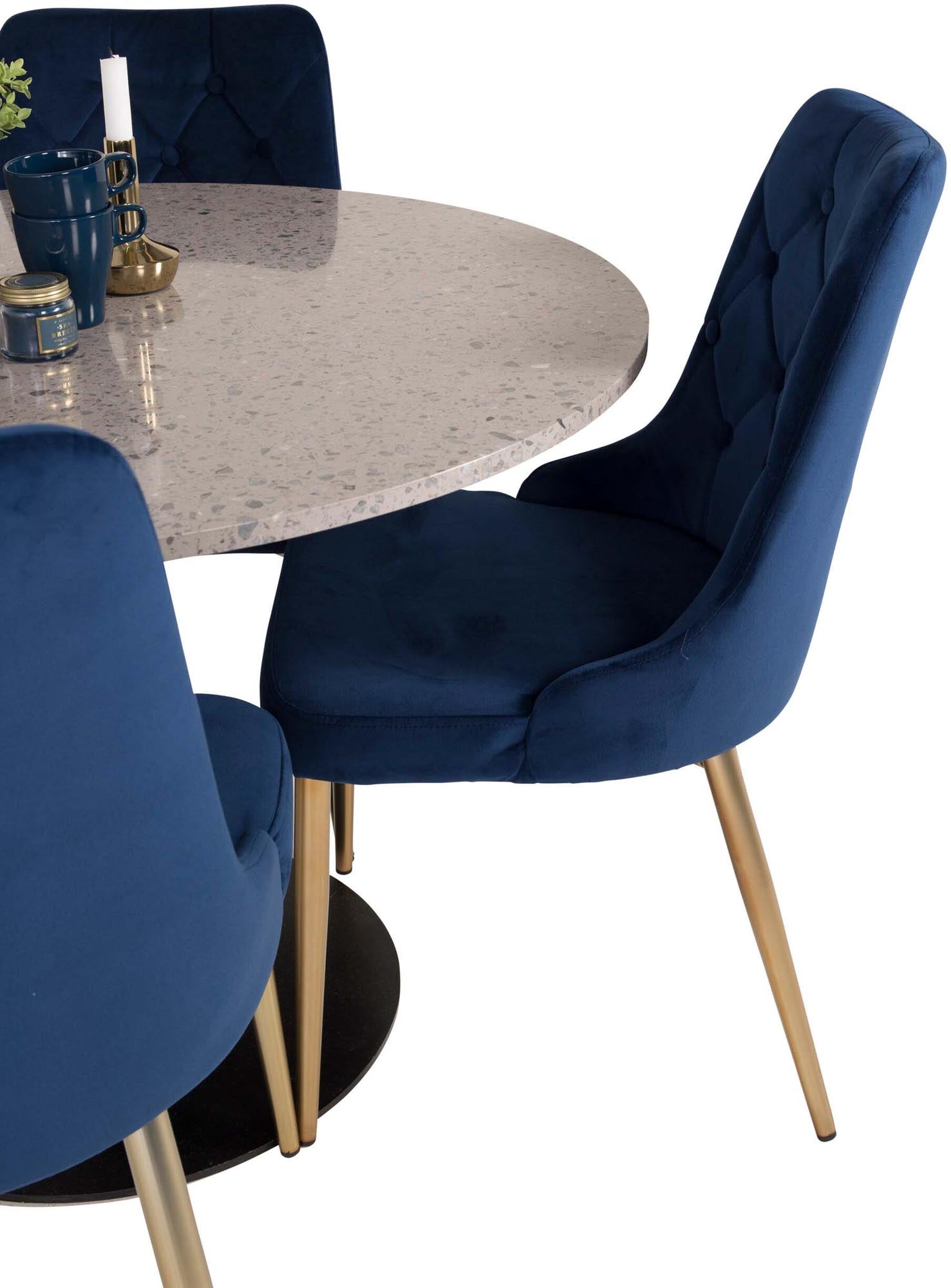 Elegantes Esszimmerset mit luxuriösen Samtstühlen und einem großzügigen Tisch für gesellige Momente und stilvolle Einrichtung.