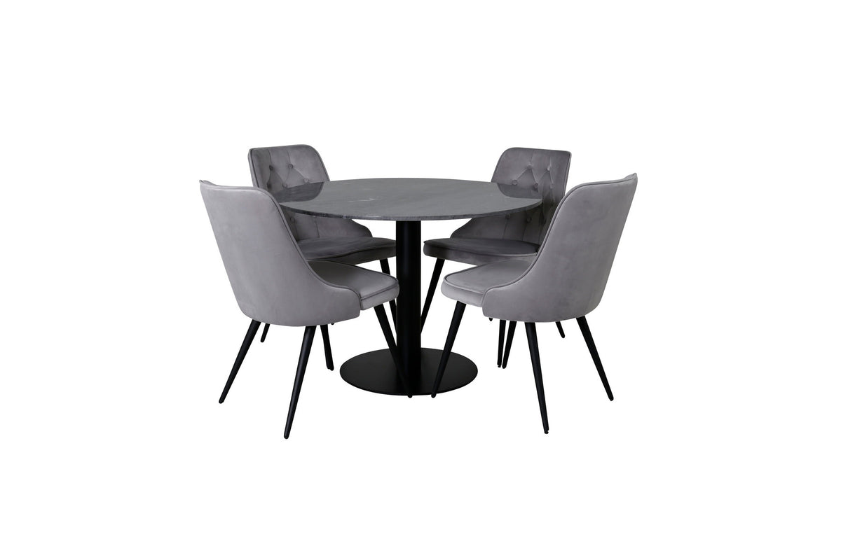 Estelle Esszimmerset + Velvet Deluxe 140cm/4St. in Schwarz präsentiert im Onlineshop von KAQTU Design AG. Esszimmerset ist von Venture Home
