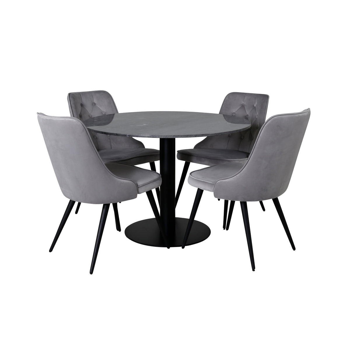 Estelle Esszimmerset + Velvet Deluxe 140cm/4St. in Schwarz präsentiert im Onlineshop von KAQTU Design AG. Esszimmerset ist von Venture Home