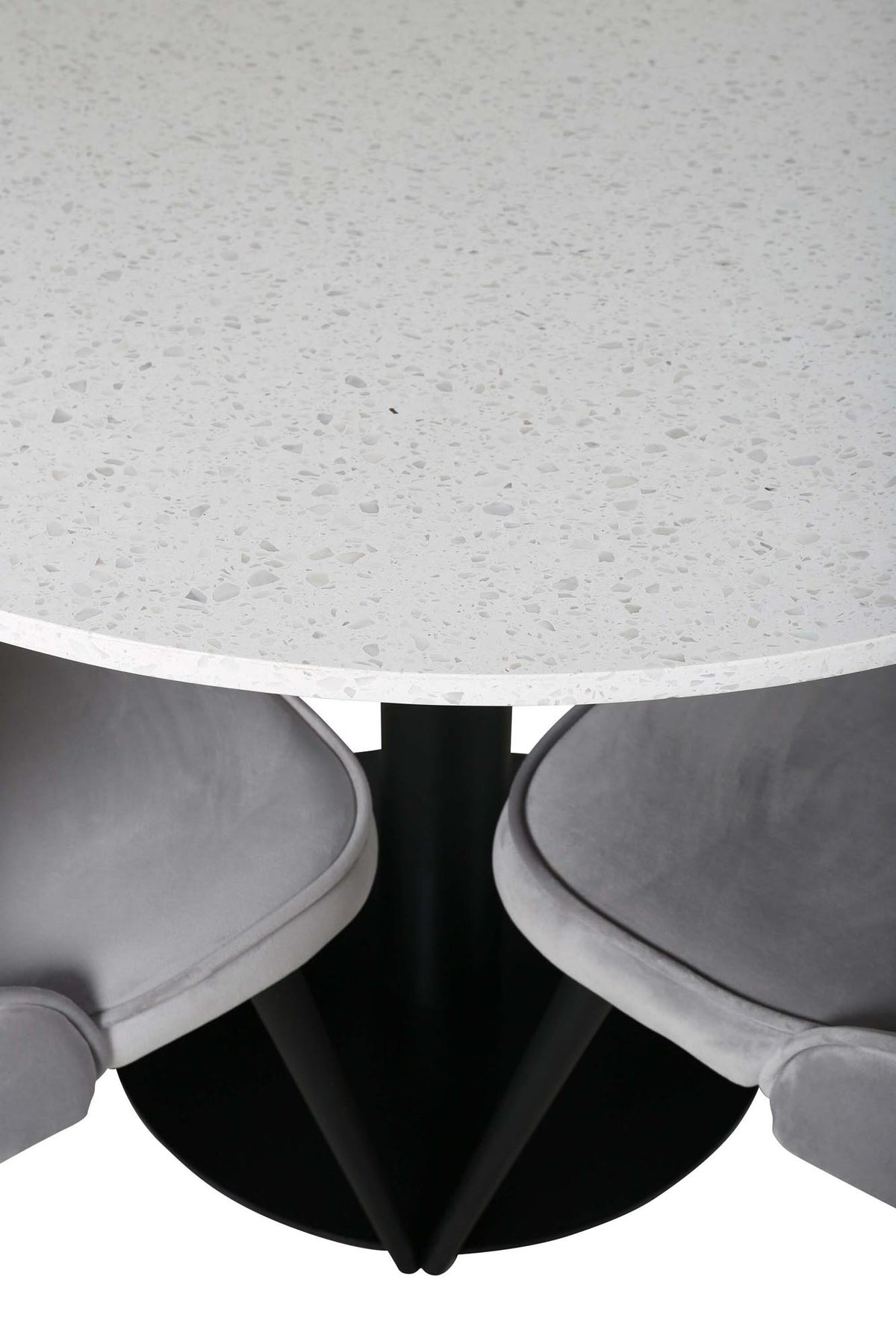 Razzia Esszimmerset + Velvet Deluxe ⌀106cm/4St. in Grau / Schwarz präsentiert im Onlineshop von KAQTU Design AG. Esszimmerset ist von Venture Home