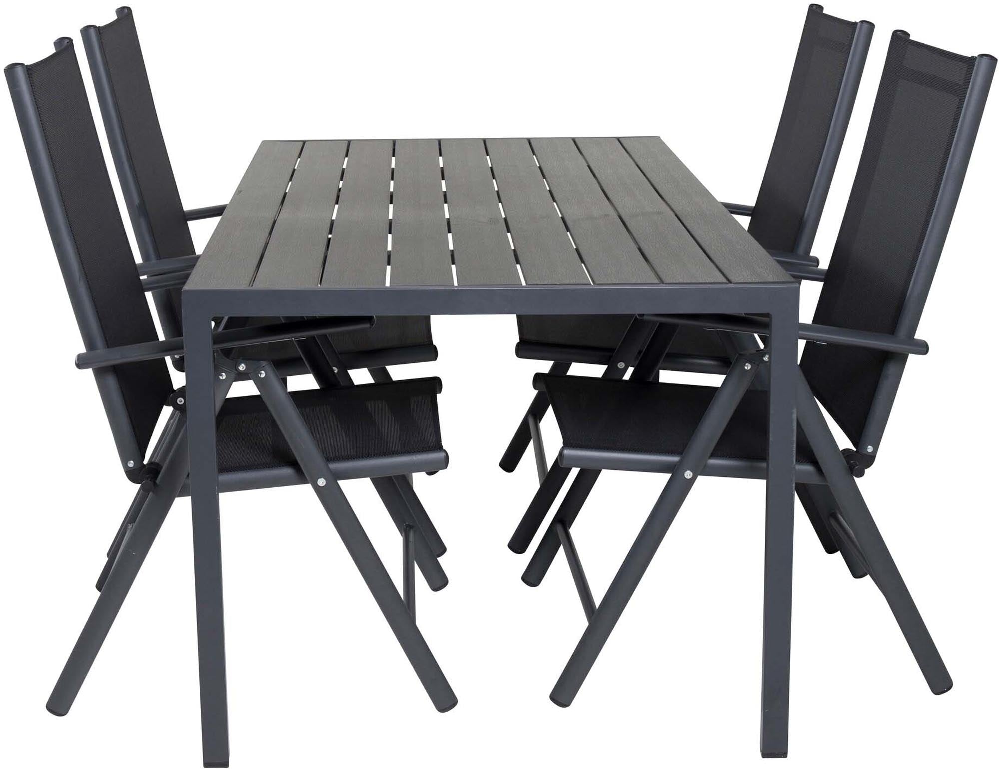Break Outdoor-Tischset 150cm/4St. in Schwarz präsentiert im Onlineshop von KAQTU Design AG. Gartentischset ist von Venture Home