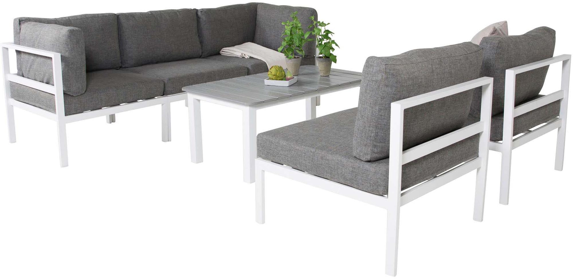 Copacabana Sofagarnitur V5 in Grau weiss präsentiert im Onlineshop von KAQTU Design AG. Loungeset ist von Venture Home