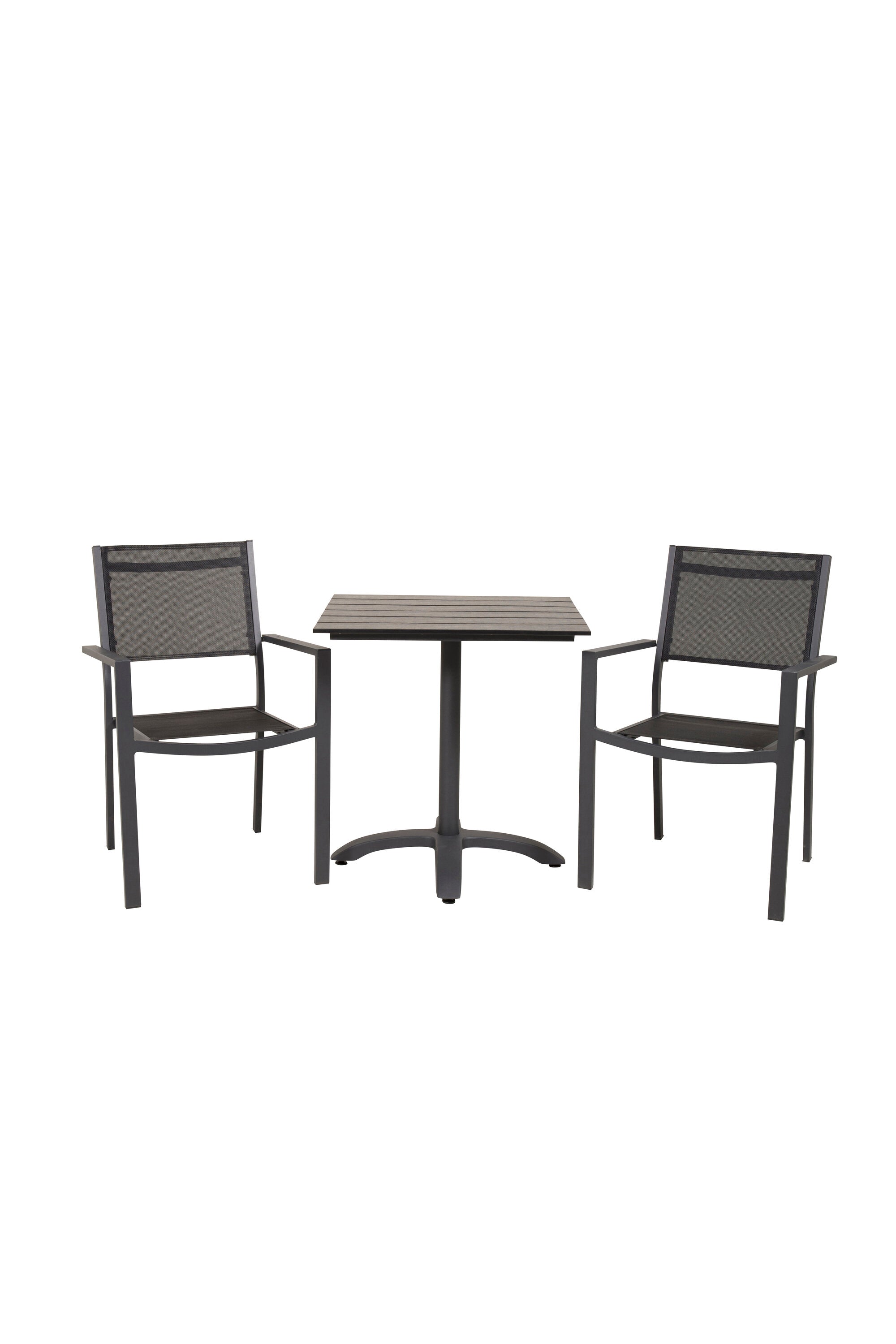Colorado Cafétisch + 2 x Copacabana Arm Stuhl in Schwarz Schwarz präsentiert im Onlineshop von KAQTU Design AG. Gartentischset ist von Venture Home