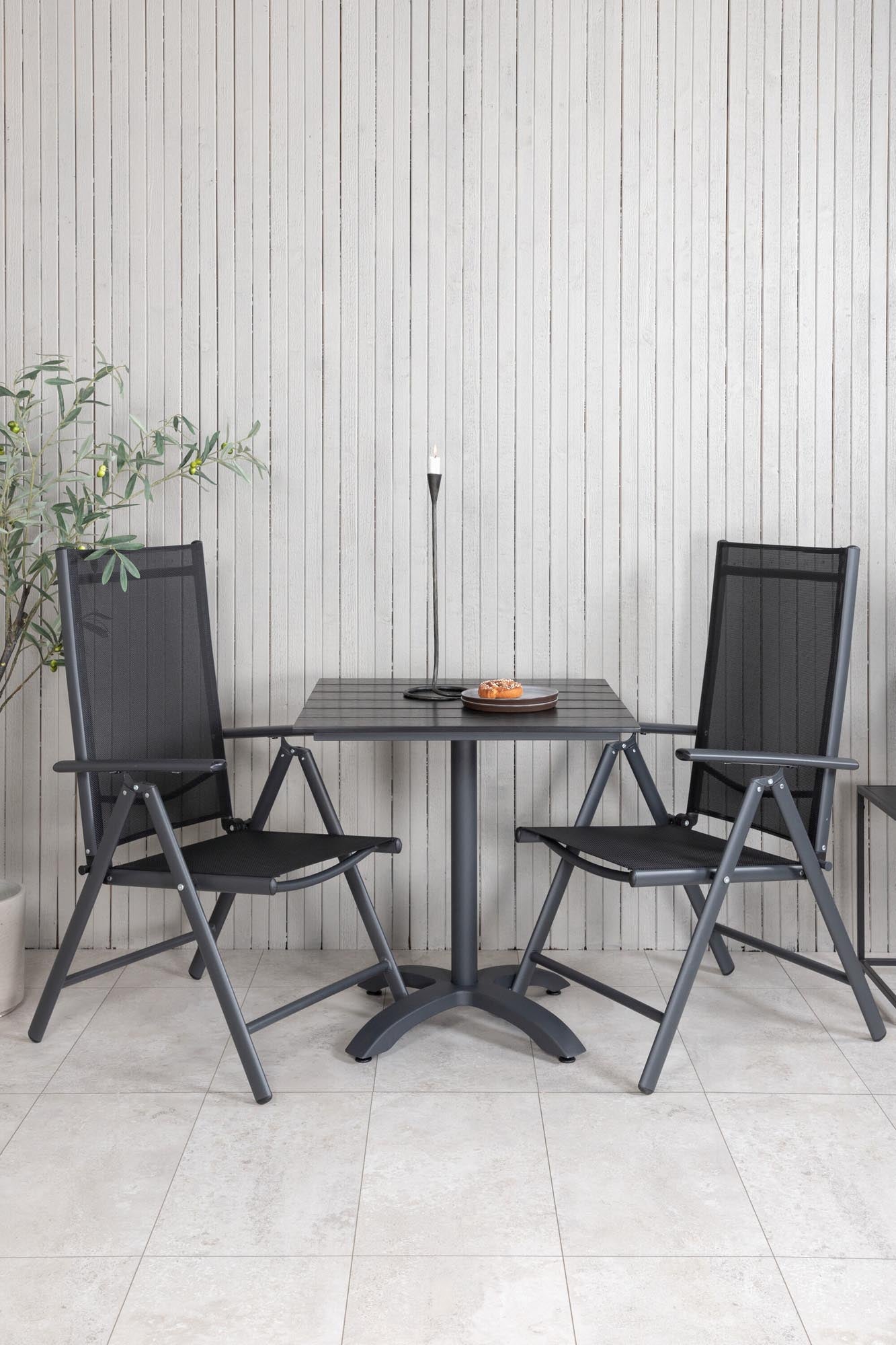 Colorado Cafétisch + Break Stuhl in Schwarz präsentiert im Onlineshop von KAQTU Design AG. Gartentischset ist von Venture Home
