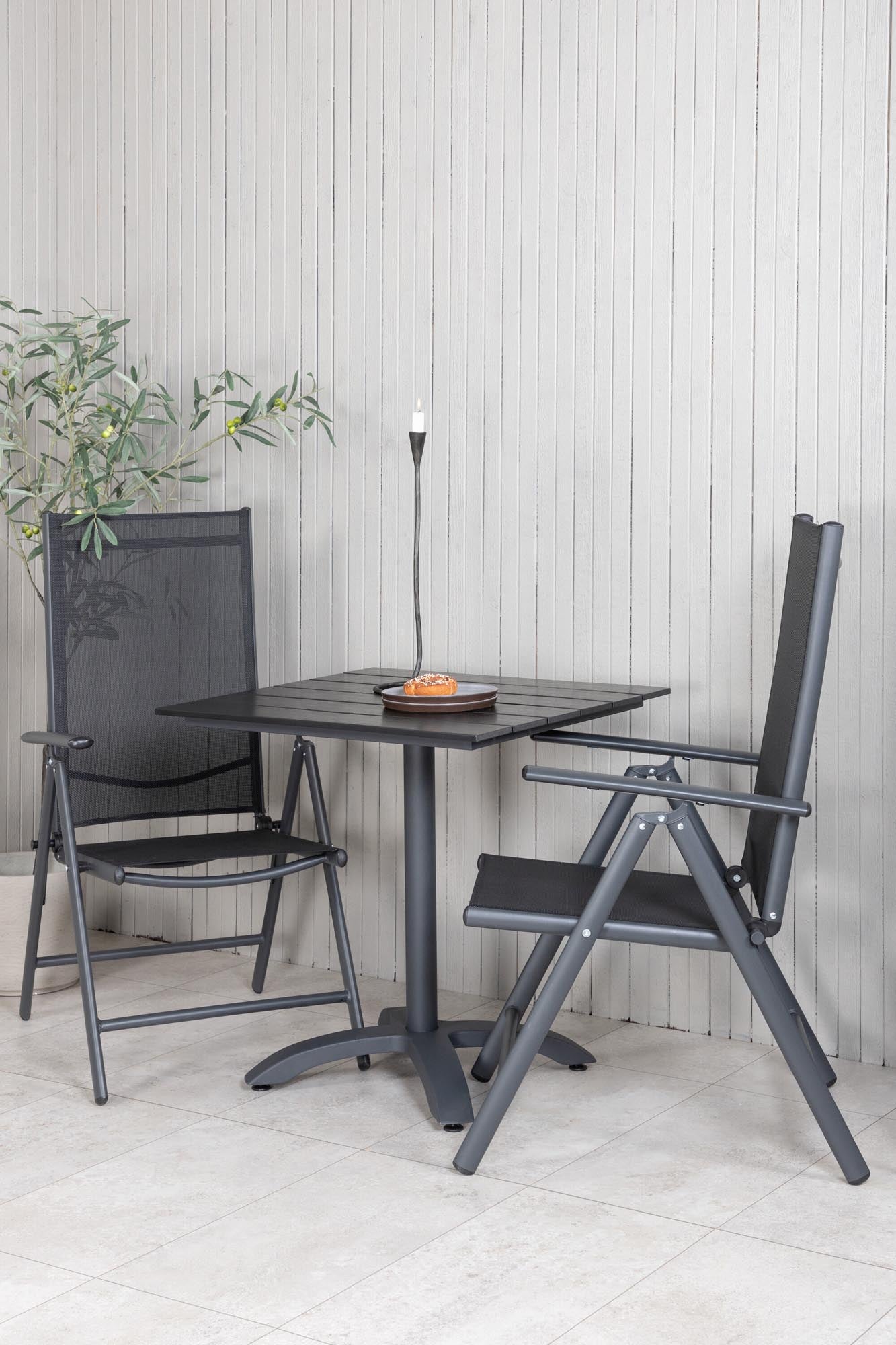 Colorado Cafétisch + Break Stuhl in Schwarz präsentiert im Onlineshop von KAQTU Design AG. Gartentischset ist von Venture Home