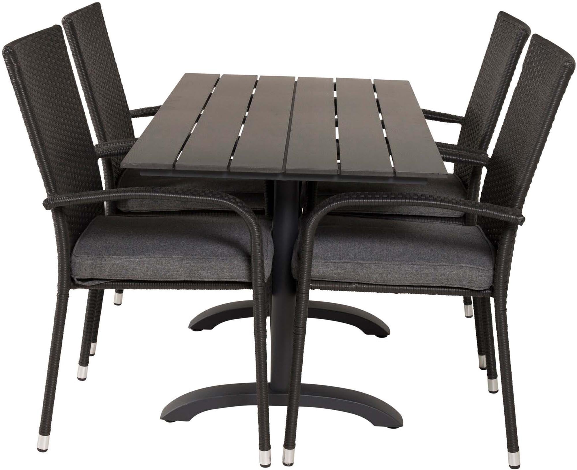 Entdecken Sie das Denver Outdoor-Tischset + Anna 120cm/4St. von Venture Home – stilvoll, robust und perfekt für Ihre Gartenmöbel. Ideal für gesellige Abende!