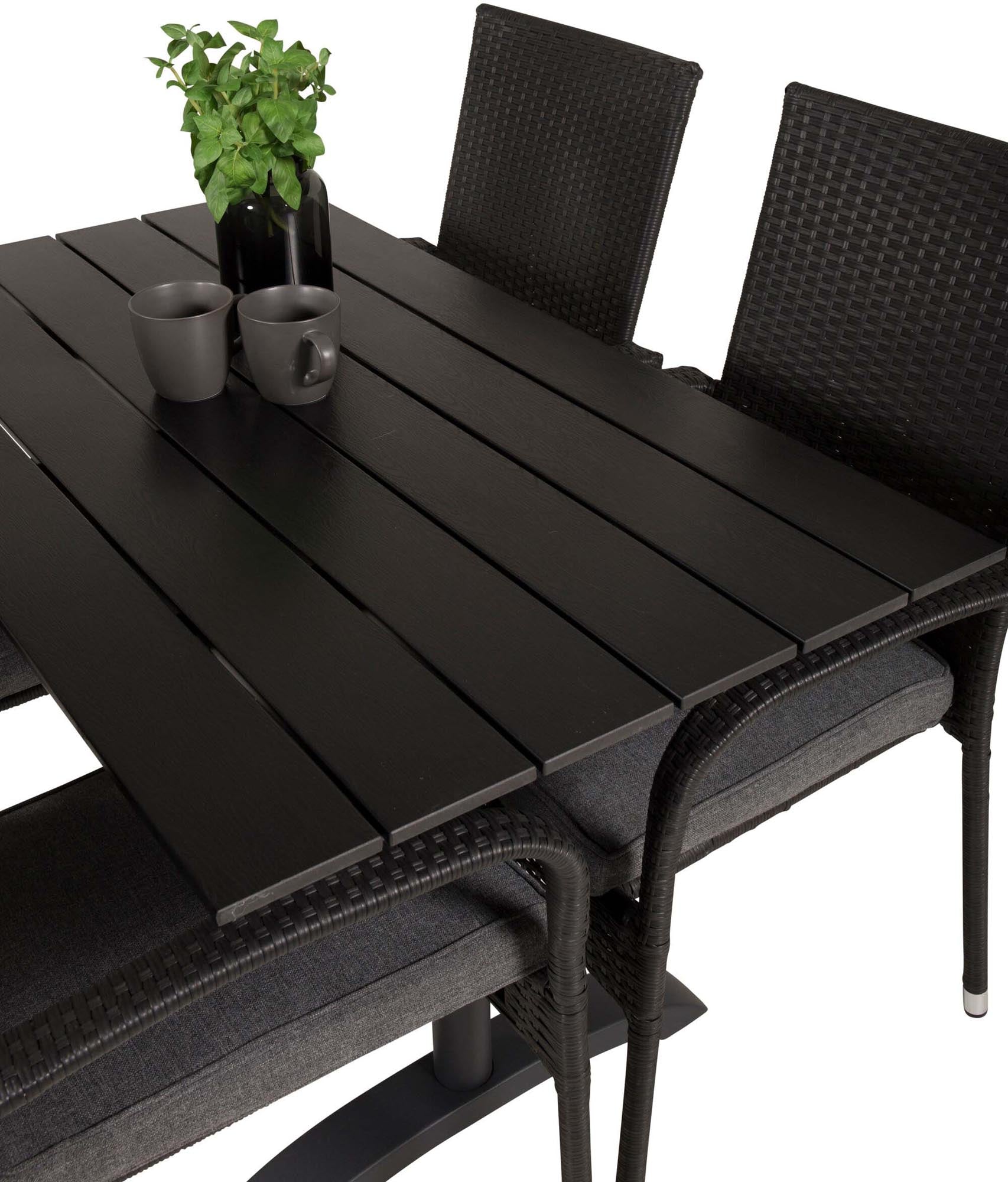 Denver Outdoor-Tischset + Anna 120cm/4St. in Schwarz präsentiert im Onlineshop von KAQTU Design AG. Gartentischset ist von Venture Home