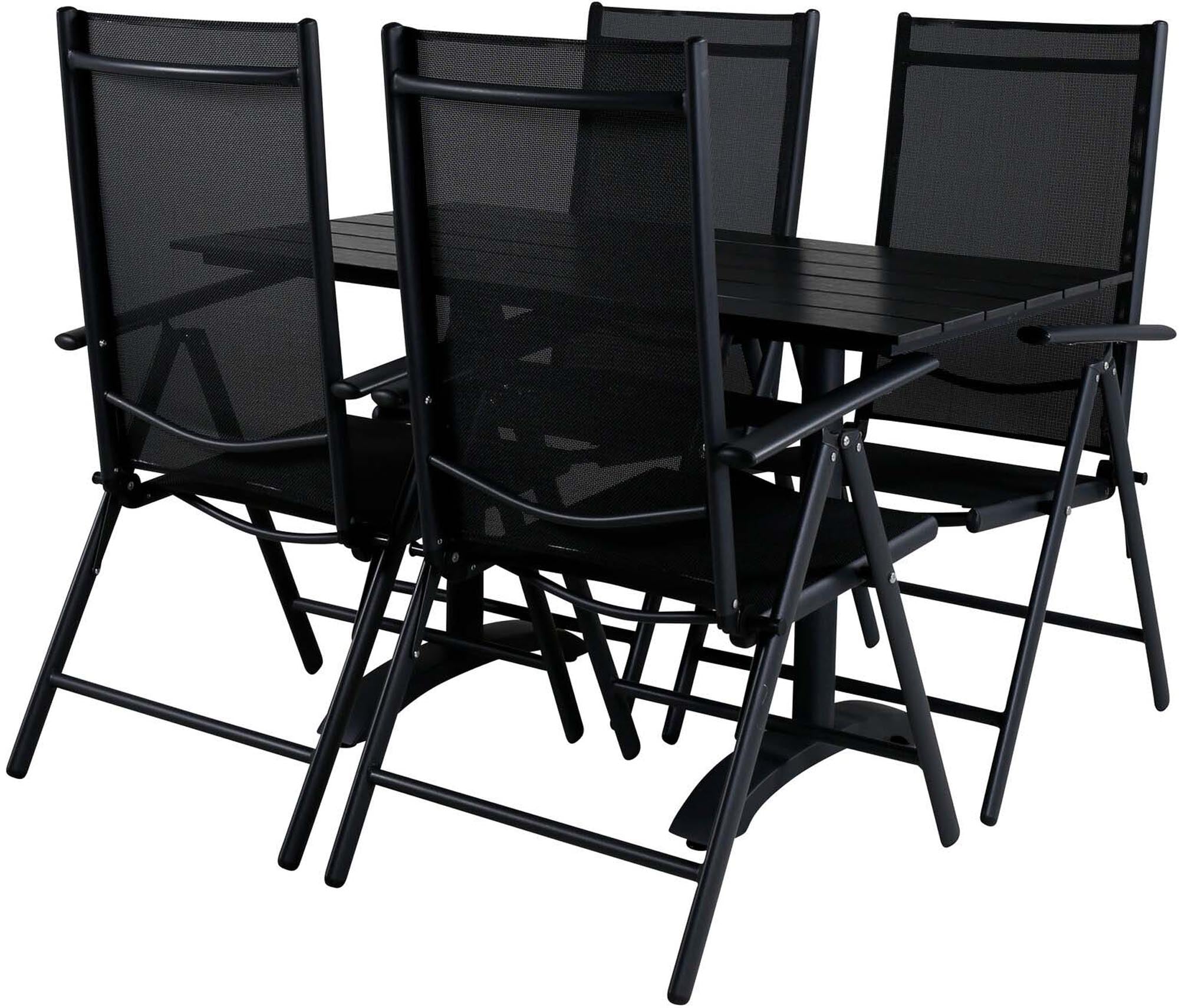 Stilvolles Denver Tischset mit 4 Break-Stühlen für den Garten.