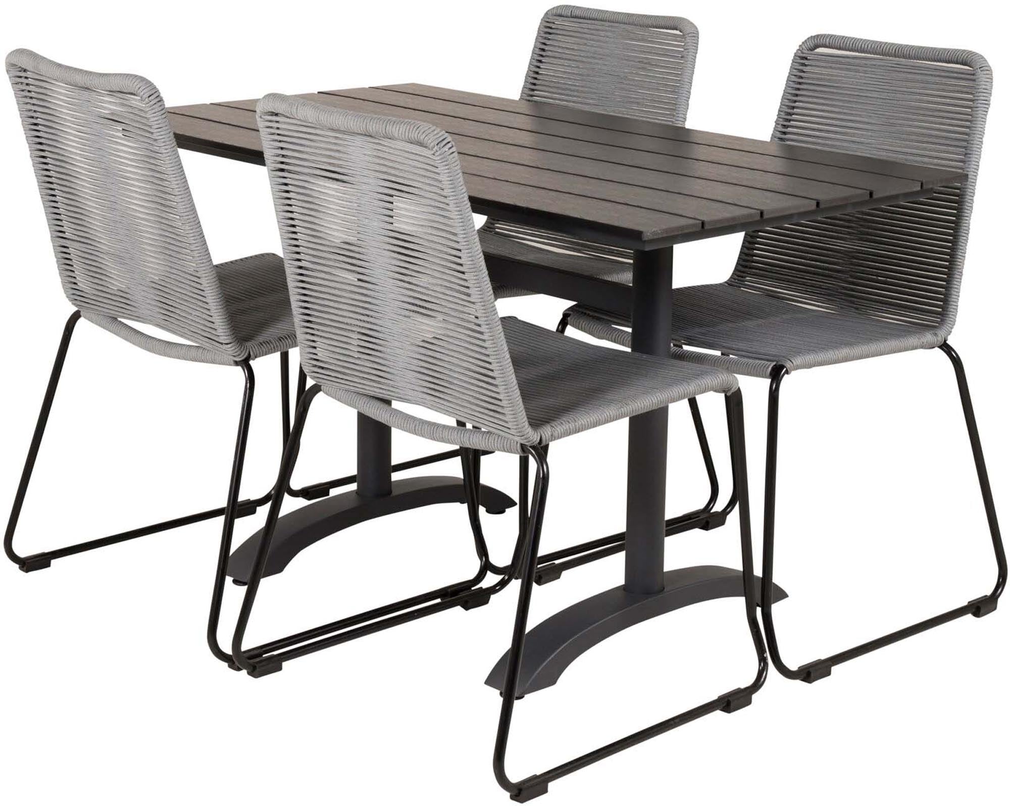 Denver Outdoor-Tischset + Lindos 120cm/4St. in Schwarz präsentiert im Onlineshop von KAQTU Design AG. Gartentischset ist von Venture Home