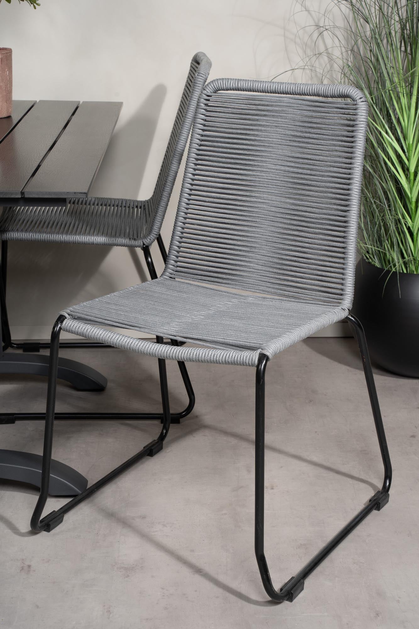 Denver Outdoor-Tischset + Lindos 120cm/4St. in Schwarz präsentiert im Onlineshop von KAQTU Design AG. Gartentischset ist von Venture Home